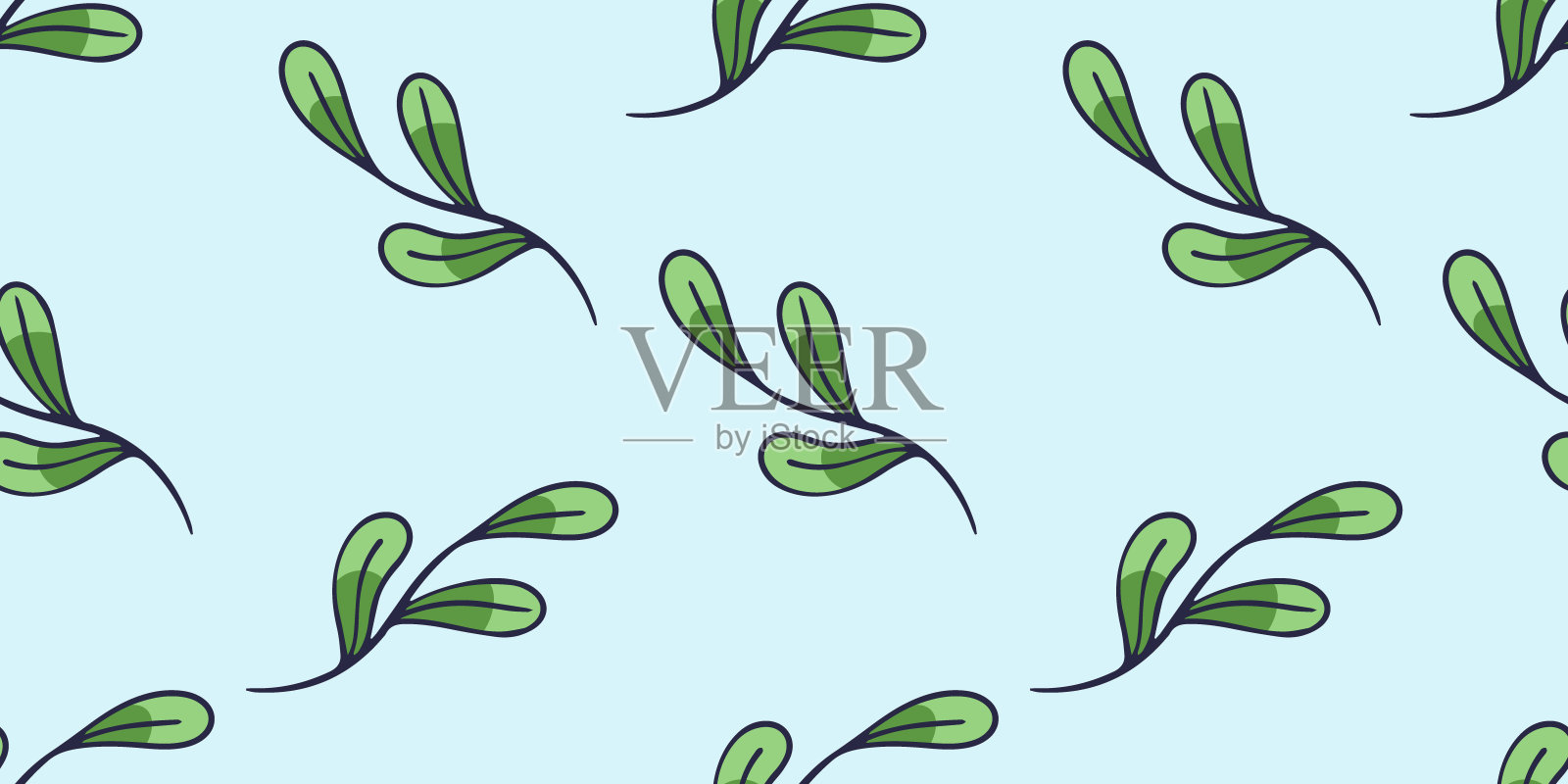 植物,矢量无缝图案,手绘插图插画图片素材