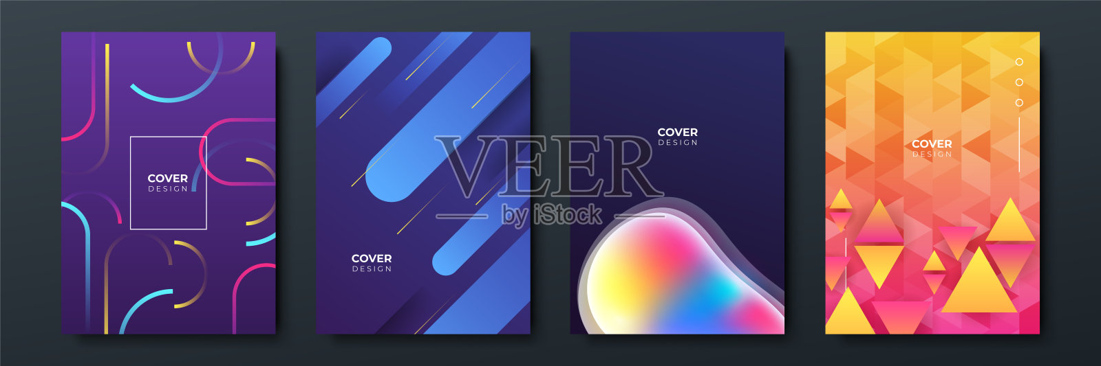 抽象潮流梯度流动几何图案背景纹理海报封面设计。最小的颜色梯度横幅模板。现代矢量波形小册子设计模板素材