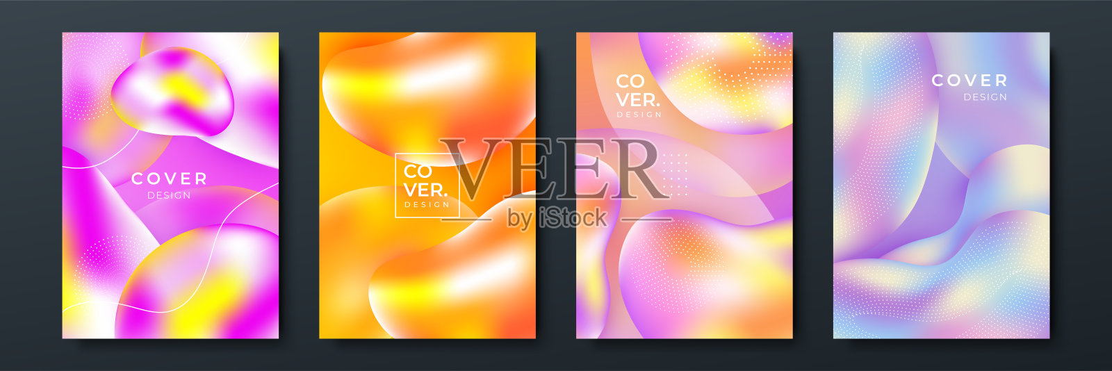 抽象潮流梯度流动几何图案背景纹理海报封面设计。最小的颜色梯度横幅模板。现代矢量波形小册子设计模板素材