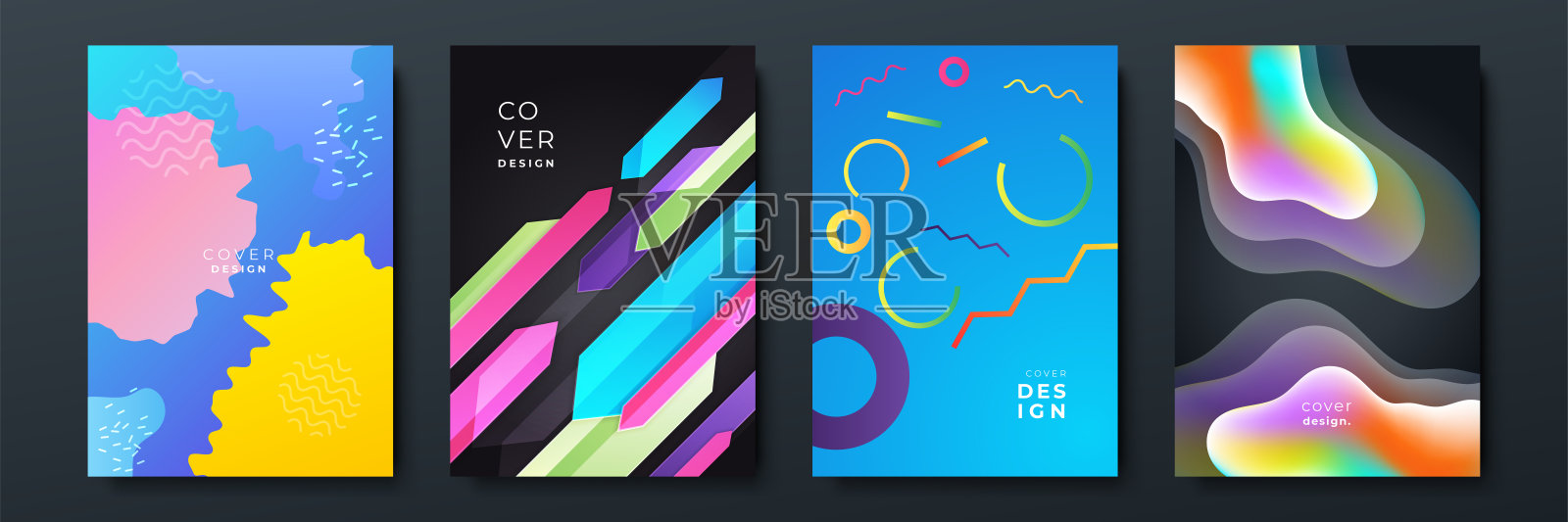 抽象潮流梯度流动几何图案背景纹理海报封面设计。最小的颜色梯度横幅模板。现代矢量波形小册子设计模板素材