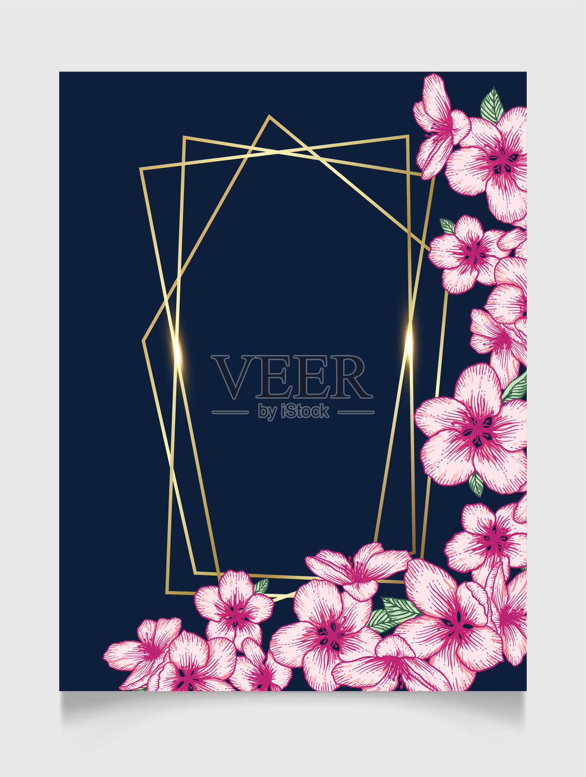 花卉婚礼邀请优雅的卡片模板插画图片素材