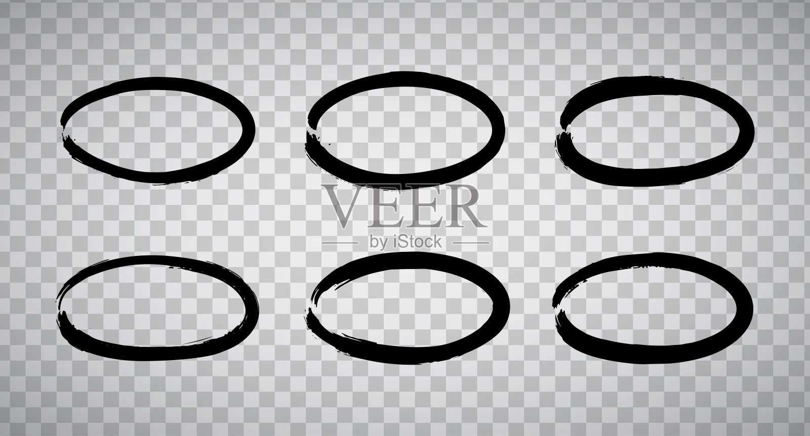 黑色油漆描边椭圆形框架设置插画图片素材