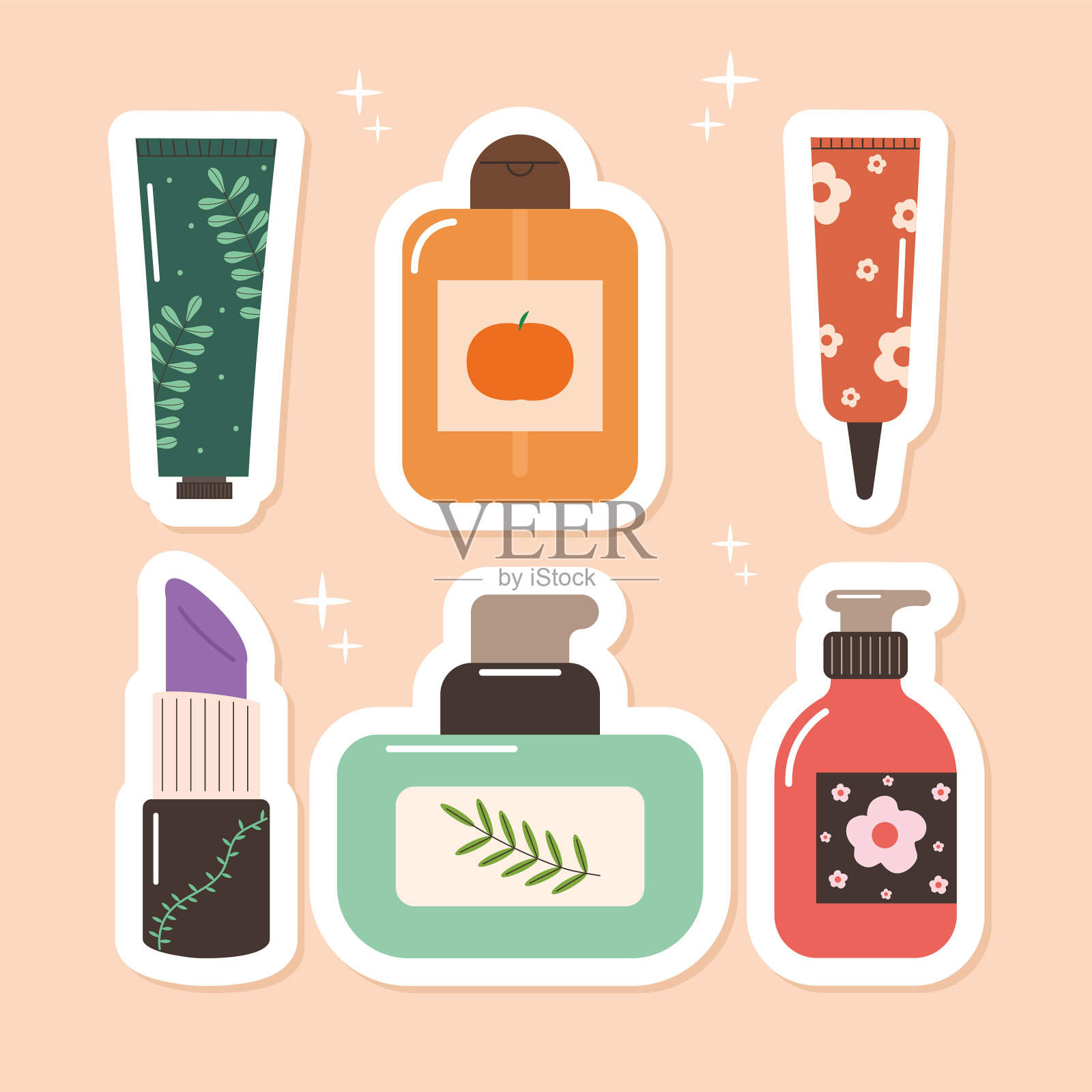 6个皮肤护理图标插画图片素材