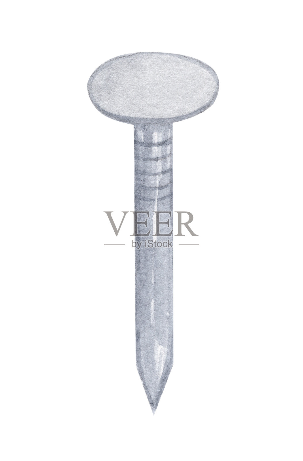 水彩金属钉子孤立在白色设计元素图片