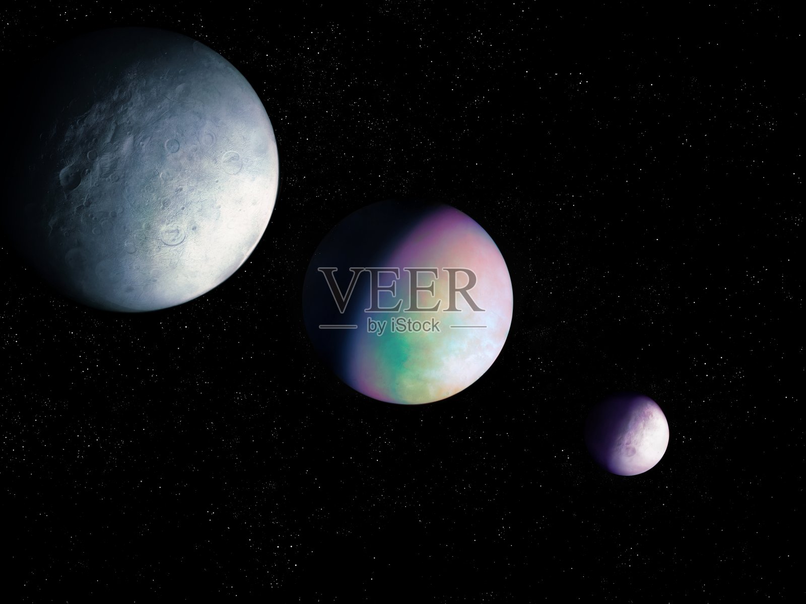 类地行星和太空中的岩石卫星照片摄影图片