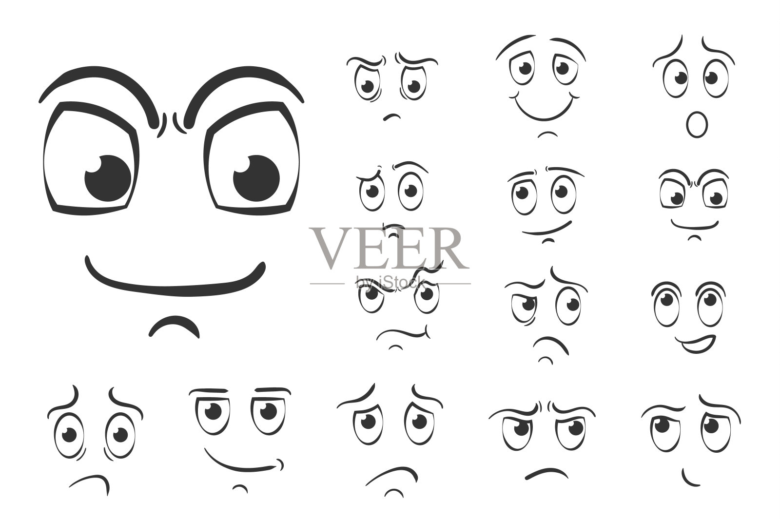 手画情绪涂鸦,涂鸦鬼脸。插画图片素材