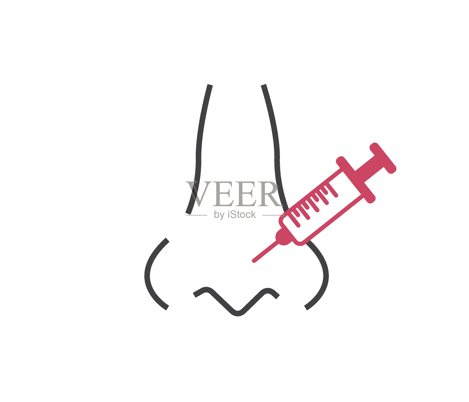 鼻整形术概念图标。鼻子被重塑了。改善呼吸。面部美学手术。可编辑的中风。插画图片素材