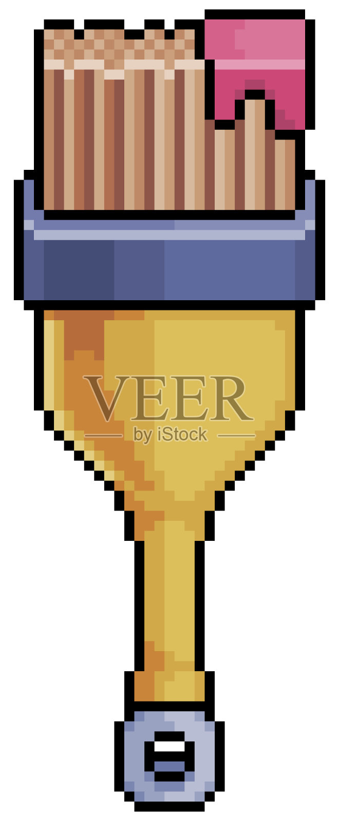 像素艺术绘画笔刷矢量图标8位游戏插画图片素材