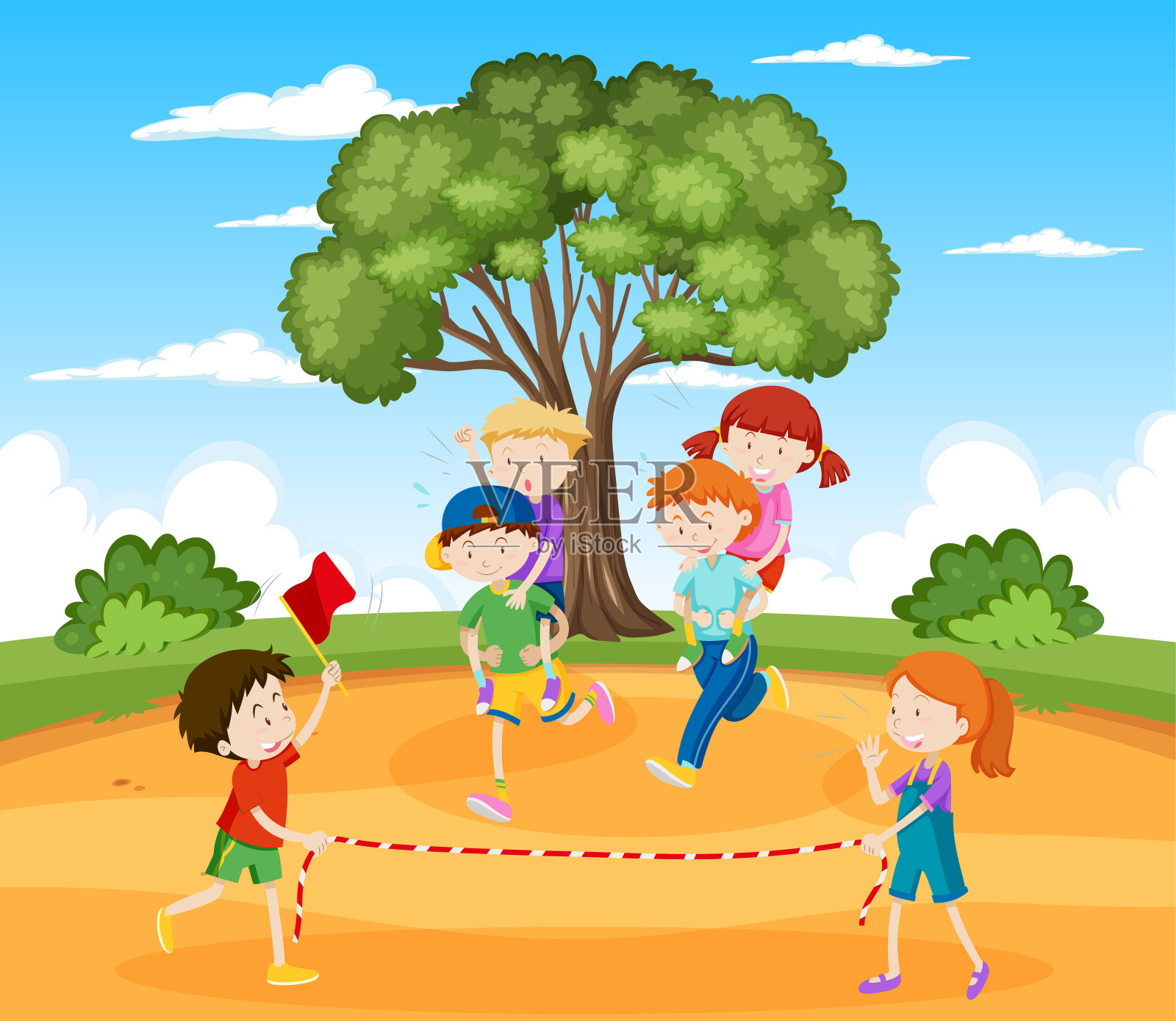 孩子们进行体育活动插画图片素材
