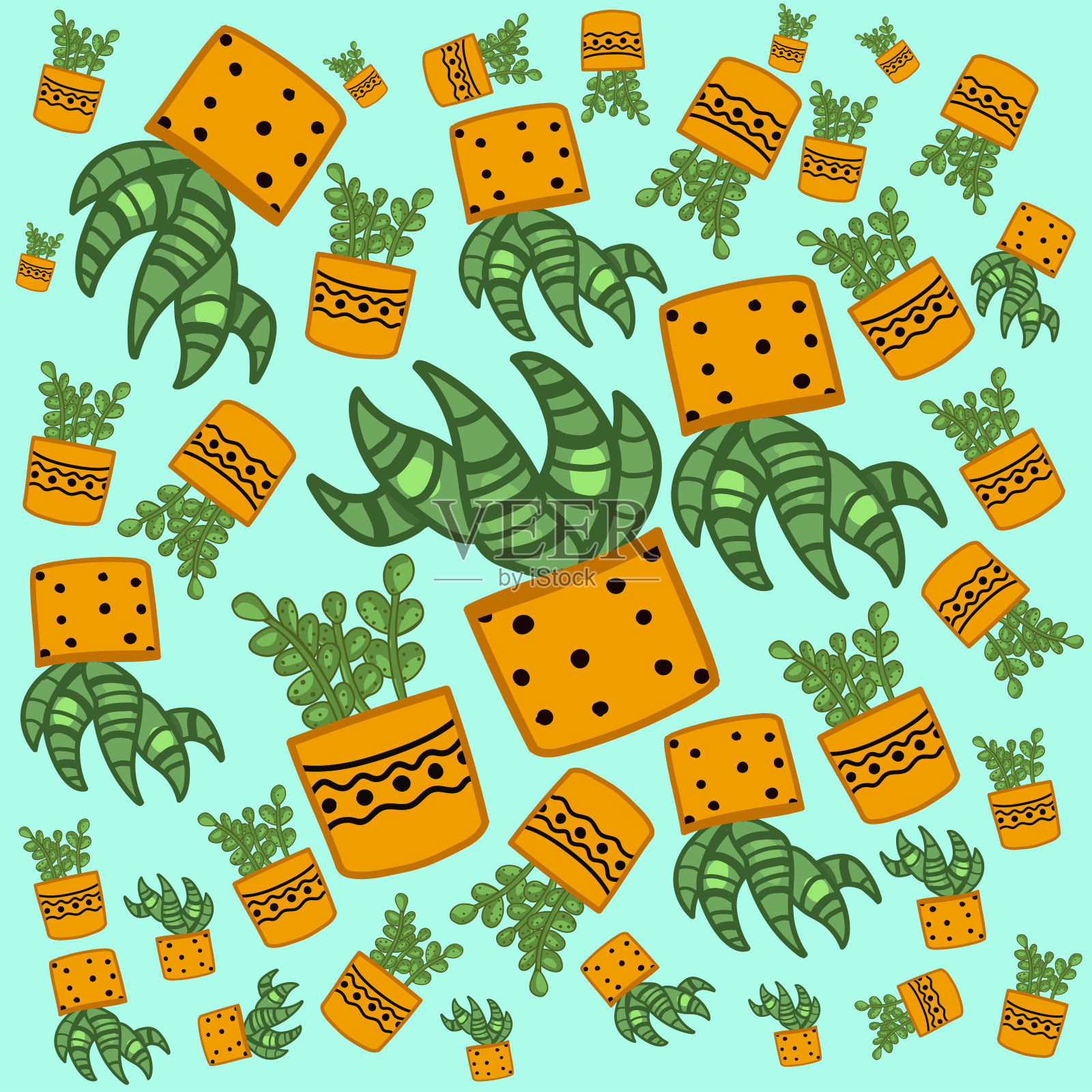 可爱的无缝图案在蓝色的背景与美丽的植物花卉。手绘的植物。用于剪贴簿、包装纸、邀请函的纹理。插画图片素材