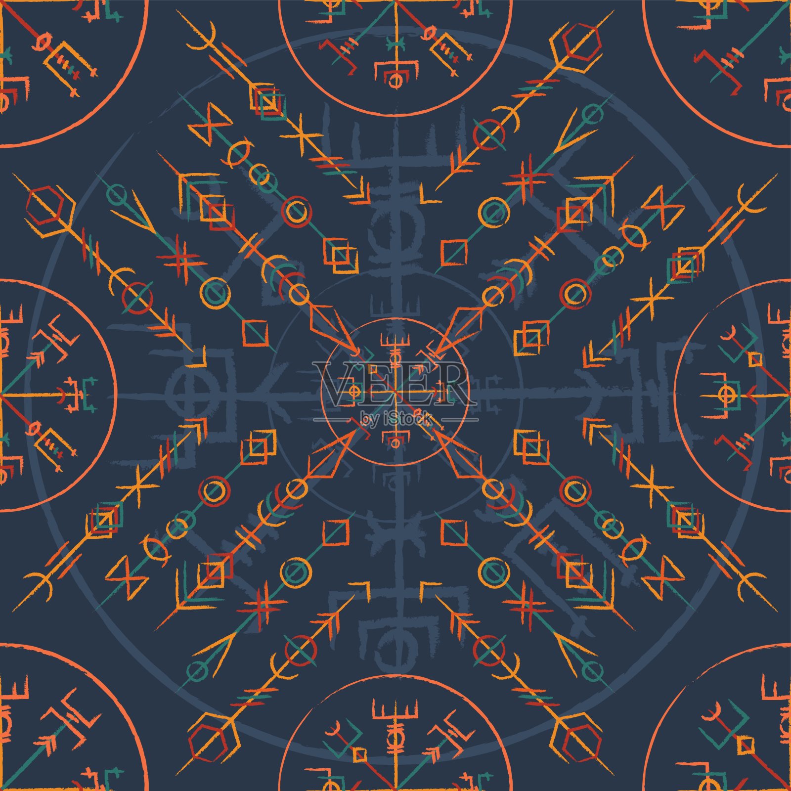 抽象的符文彩色旗帜插画图片素材