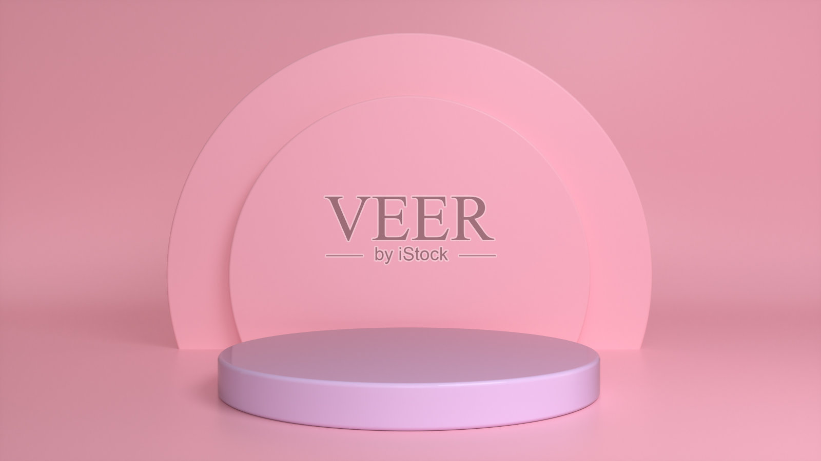 紫色有光泽的讲台,粉红色的背景上的底座。空白陈列柜模型与空的圆形舞台。抽象的几何背景。广告产品展示的舞台,带有复制空间。三维渲染照片摄影图片