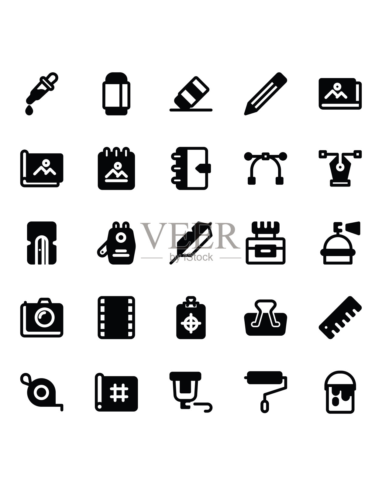 绘画工具图标设置30孤立在白色背景上图标素材