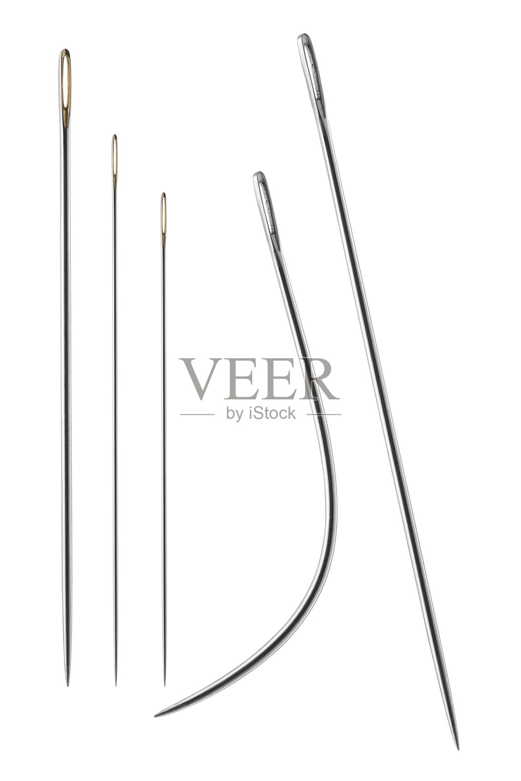 缝纫针,空孔孤立在白色上照片摄影图片