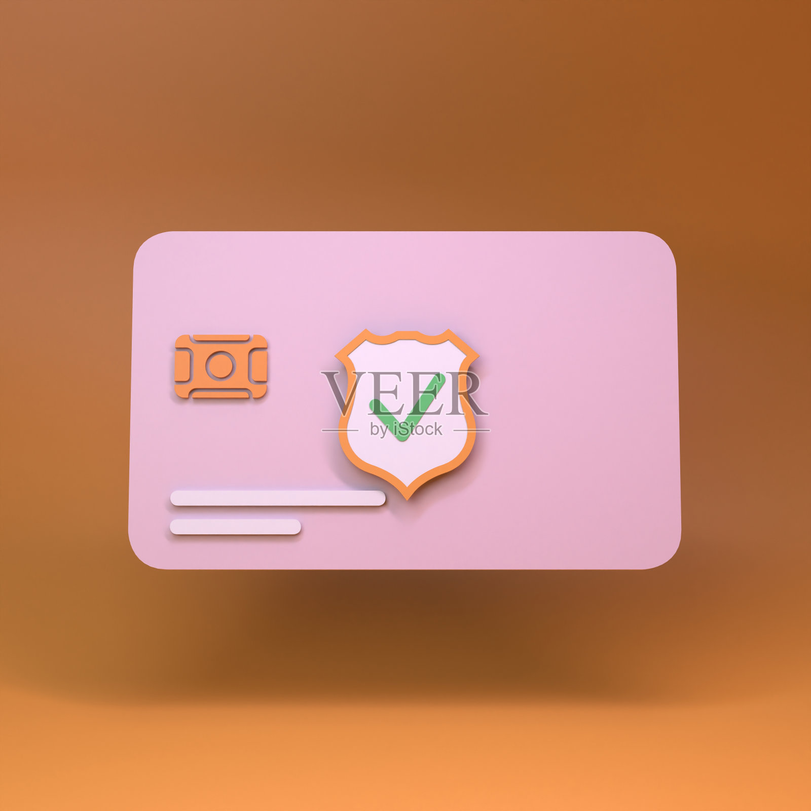 盾牌和银行卡。3 d渲染。照片摄影图片