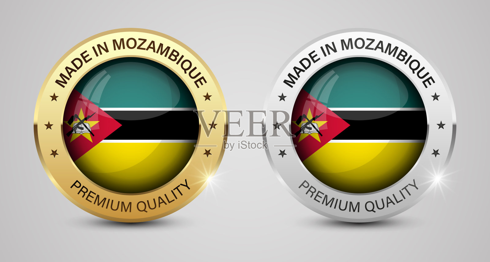 莫桑比克制造的图形和标签集。设计元素图片