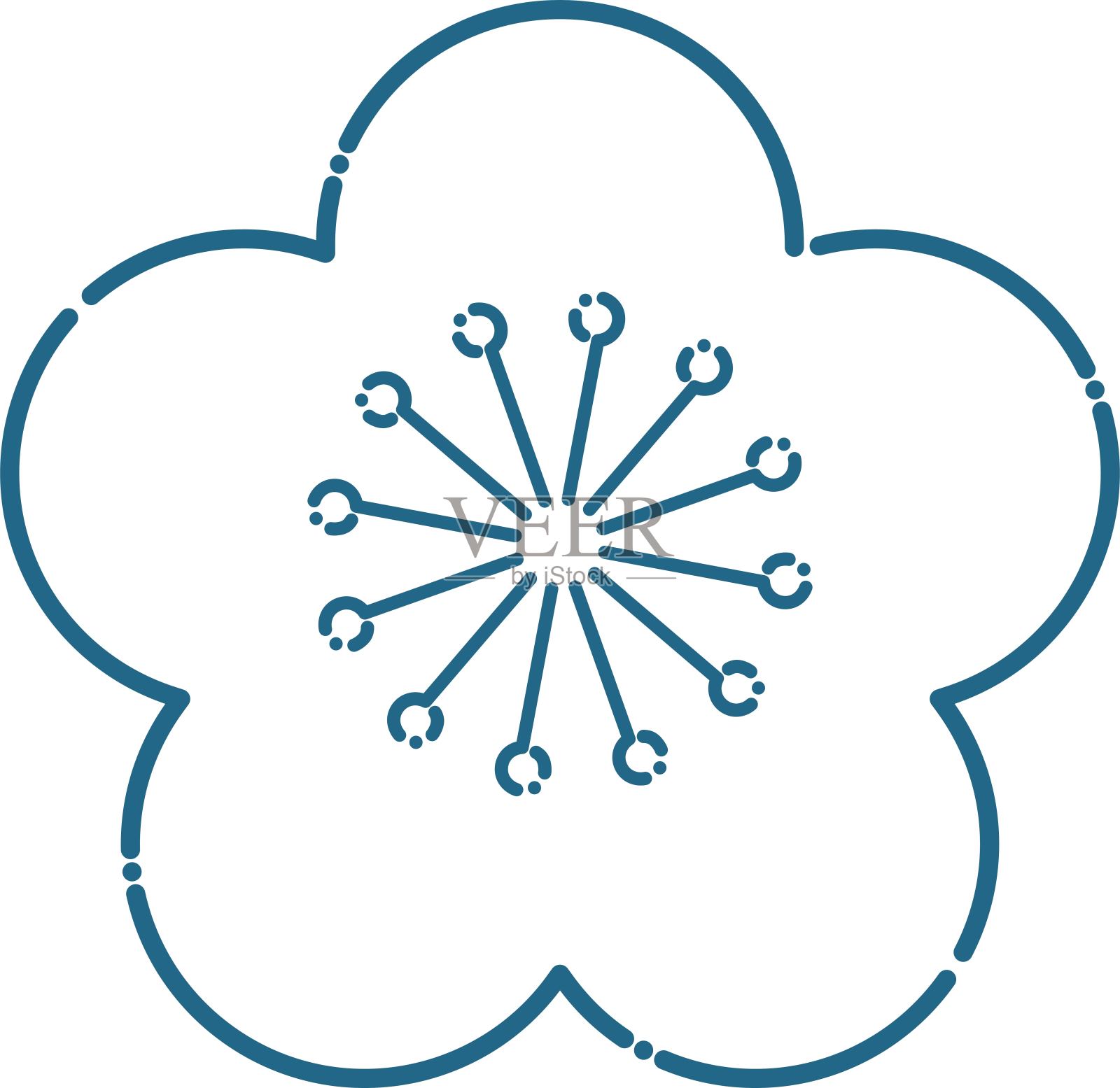 简单的春花线条绘制插画(樱花、梅花、桃花)/插画材料(矢量插画)插画图片素材