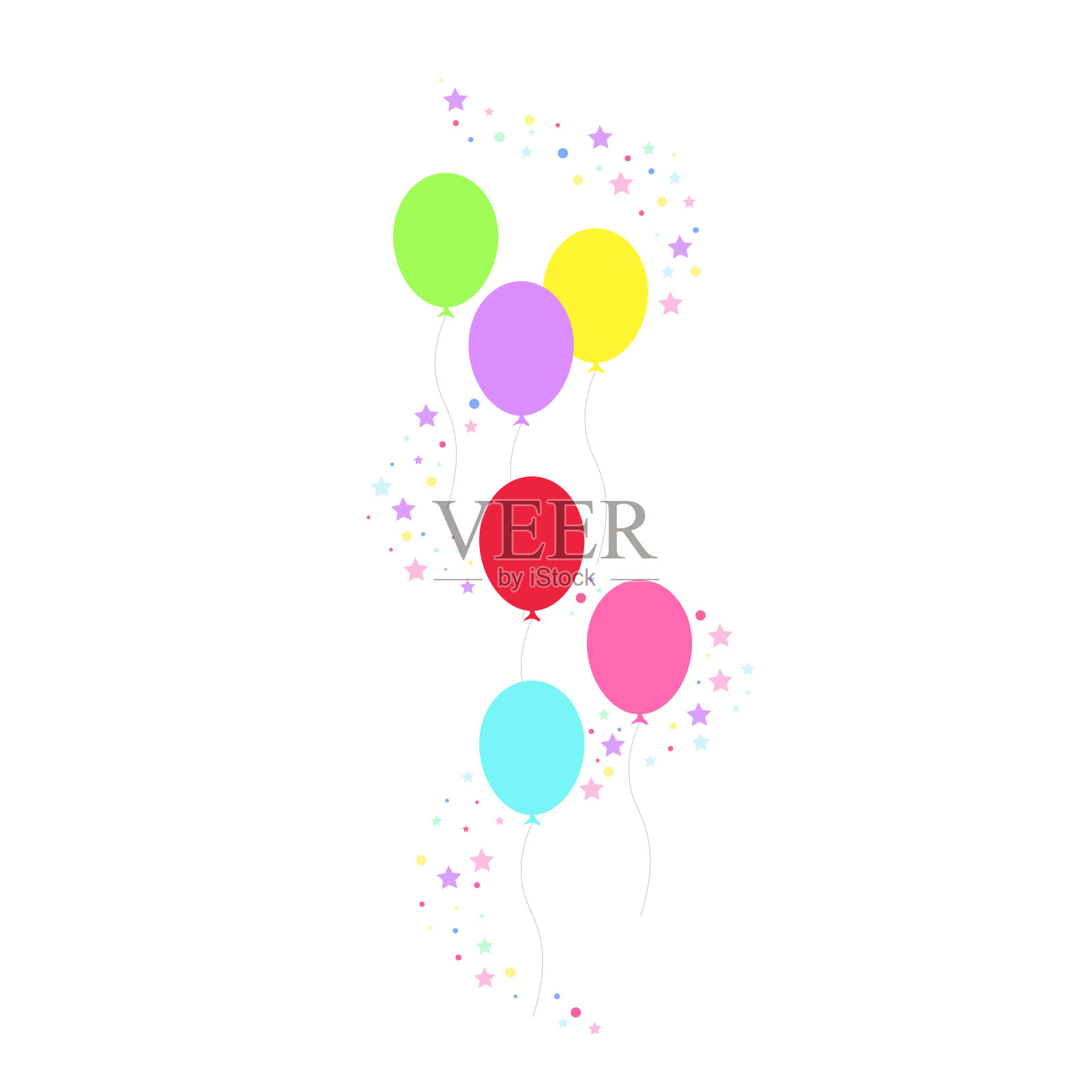 生日宴会,生日派对,许多彩色气球,平面矢量插图和图标插画图片素材