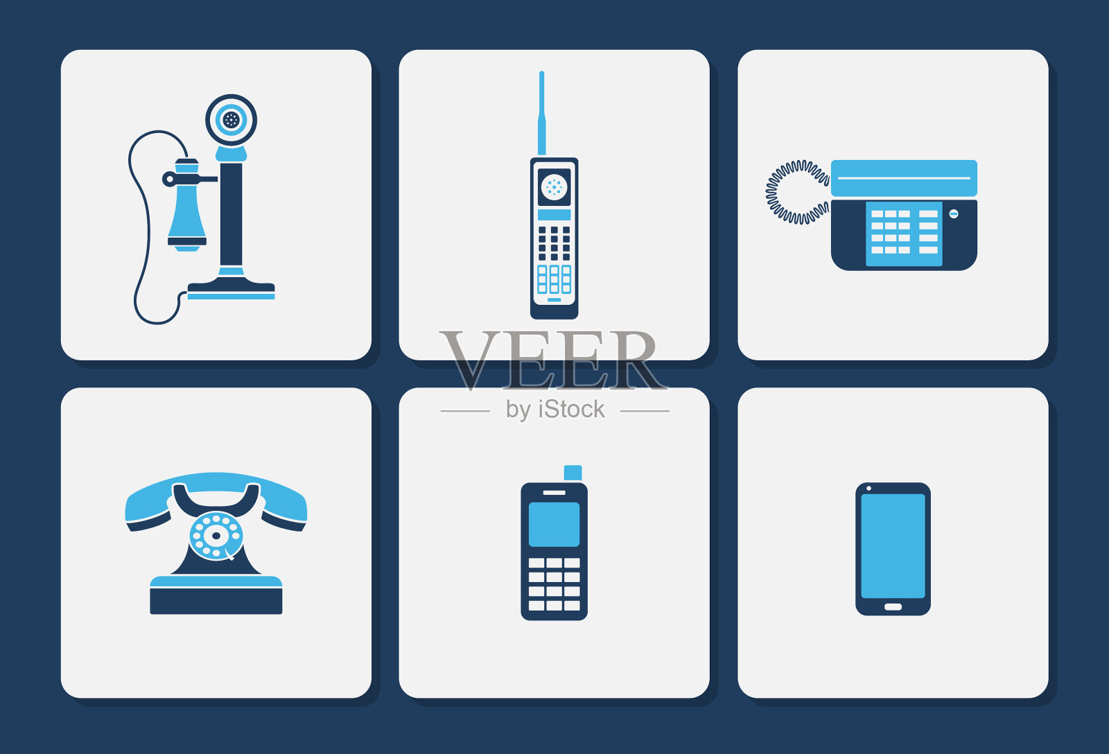 孤立的电话图标在两个颜色形状集图标素材