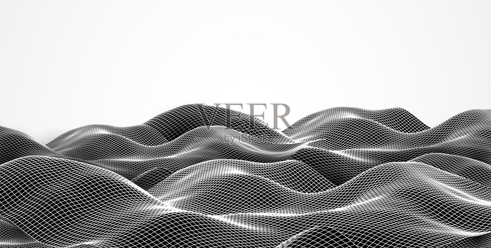 抽象的波浪是线框风格。科技展示模板。插画图片素材