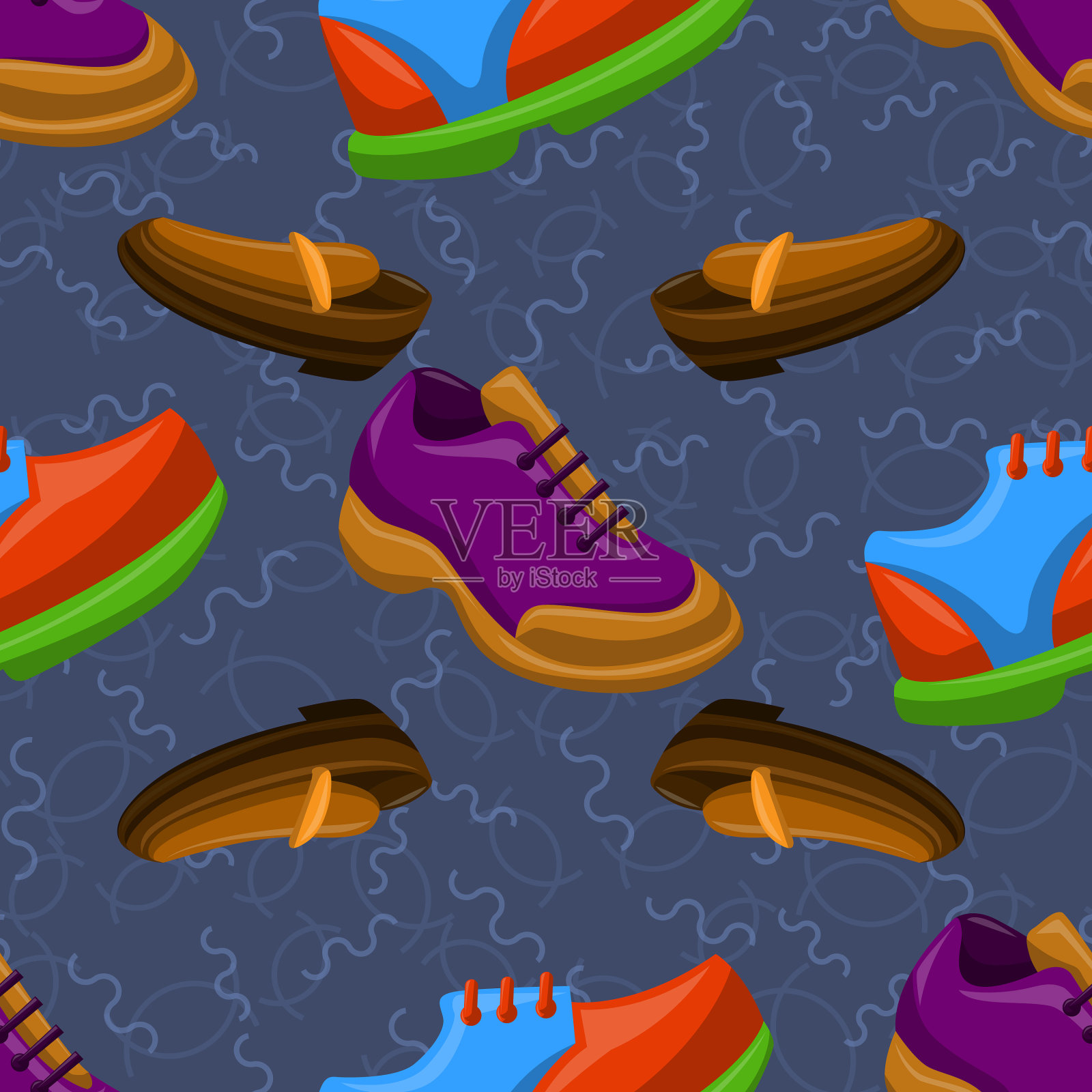 鞋平色背景无缝图案插画图片素材