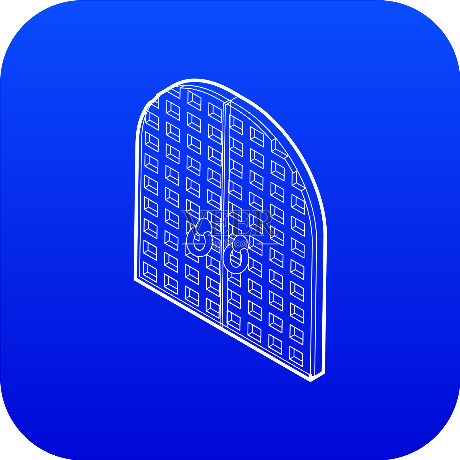 古老的蓝色双门拱门图标插画图片素材