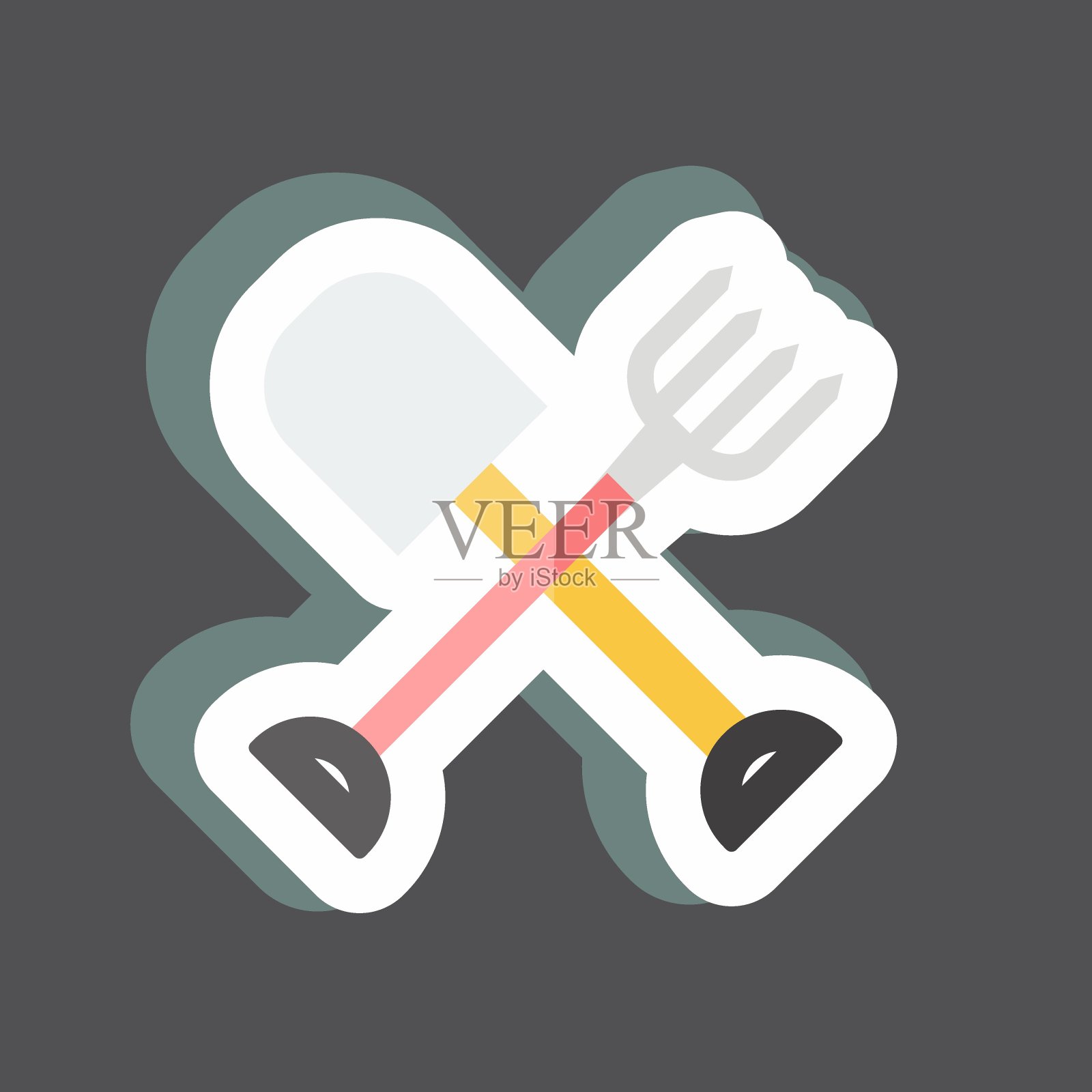 贴纸农具。适合园林的象征。简单的设计可编辑。设计模板向量。简单的符号说明插画图片素材