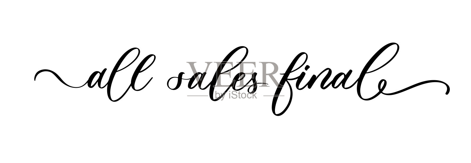 所有销售最终书法和字母铭文,矢量插图。插画图片素材