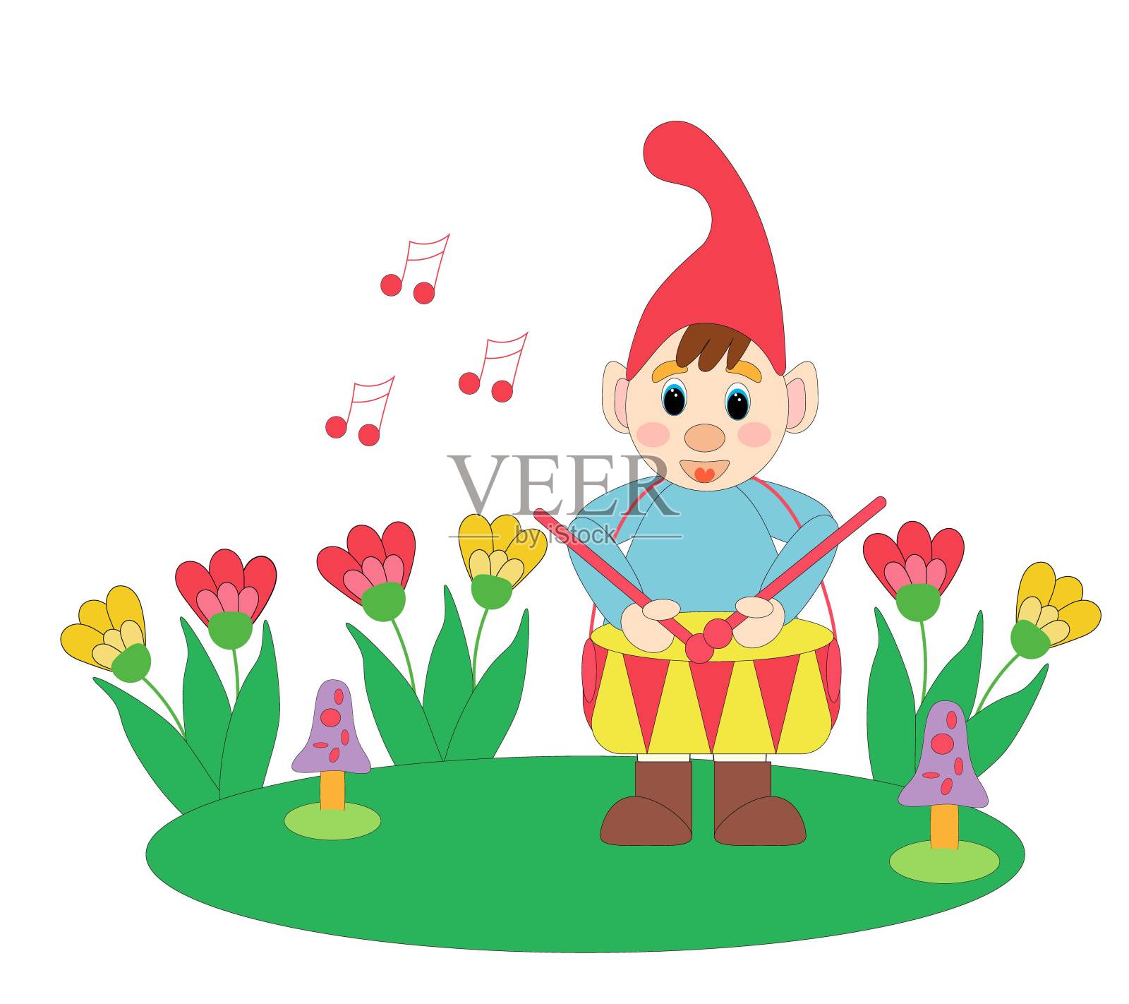 性格gnome鼓手插画图片素材