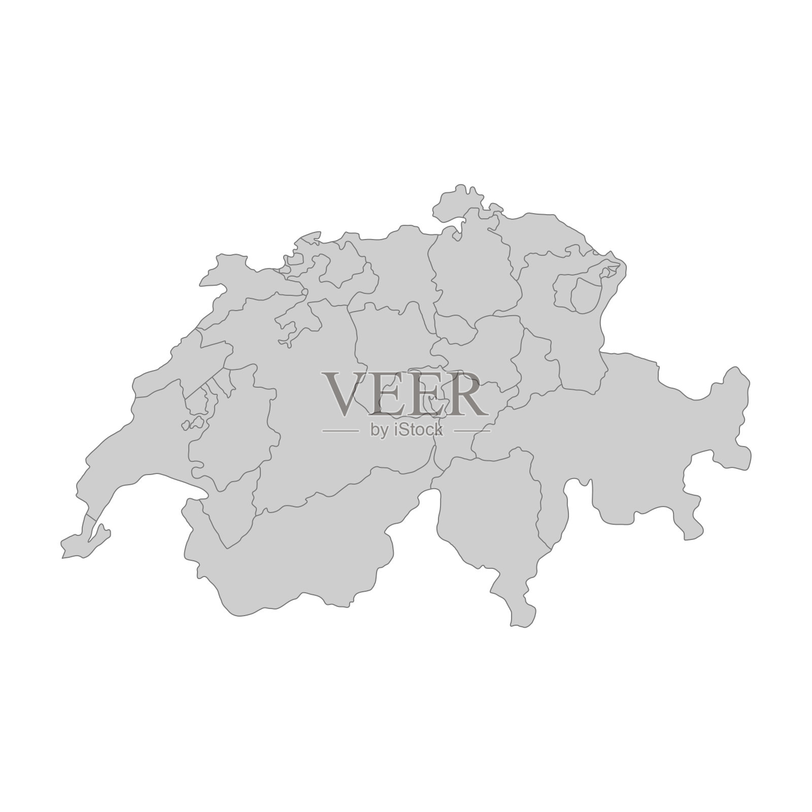 概述瑞士的政治地图。高度详细的矢量插图。插画图片素材