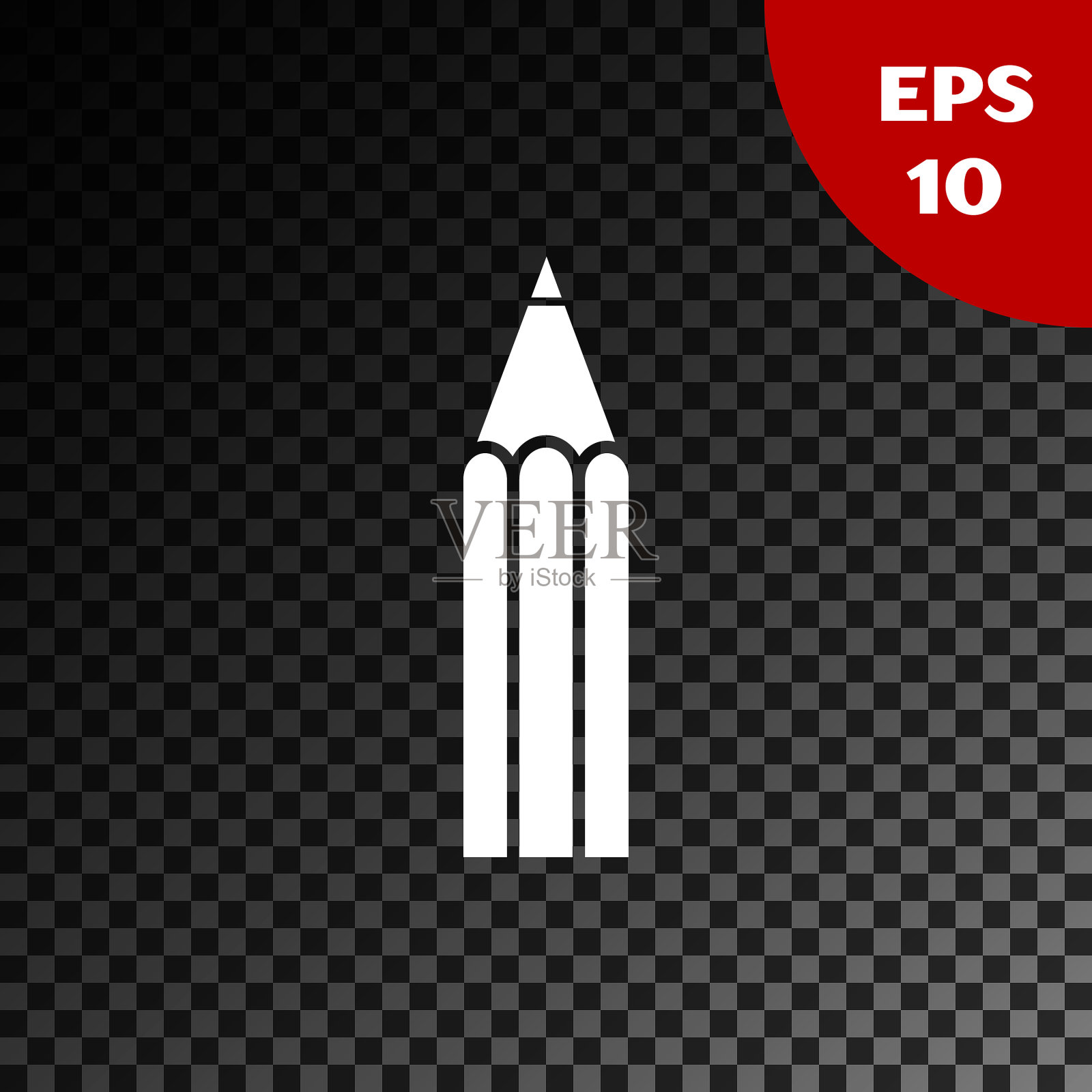 白色铅笔图标孤立在透明的黑暗插画图片素材