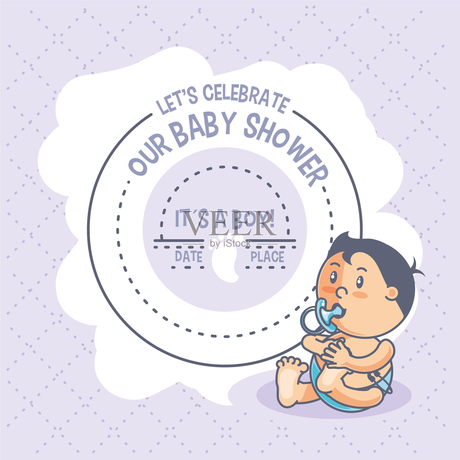 这是一个男婴新生儿淋浴卡插画图片素材