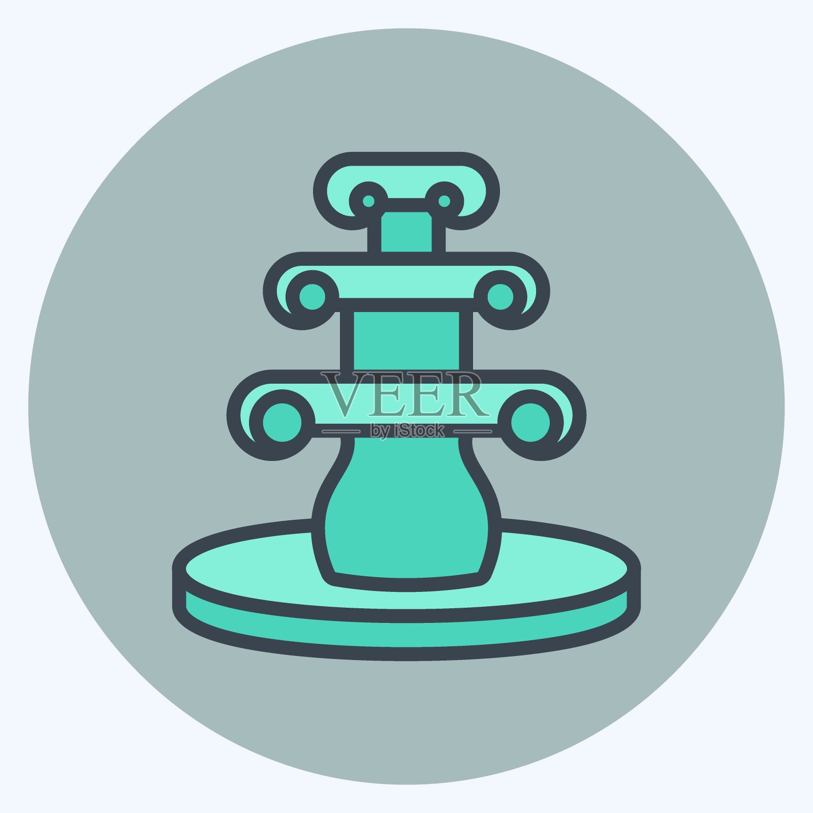 图标的喷泉。适合家居标志。颜色风格交配。简单的设计可编辑。设计模板向量。简单的符号说明插画图片素材