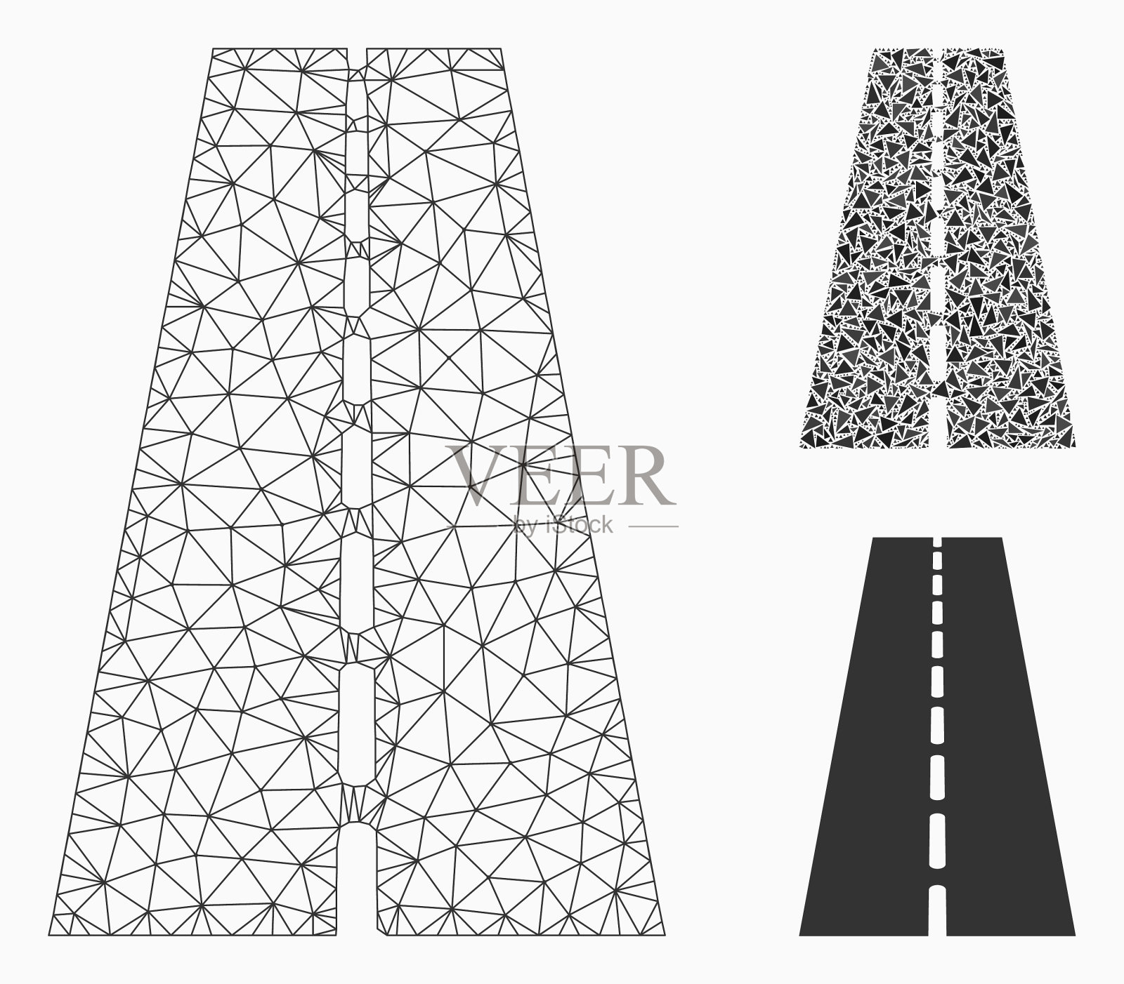 直路网丝框架模型和插画图片素材