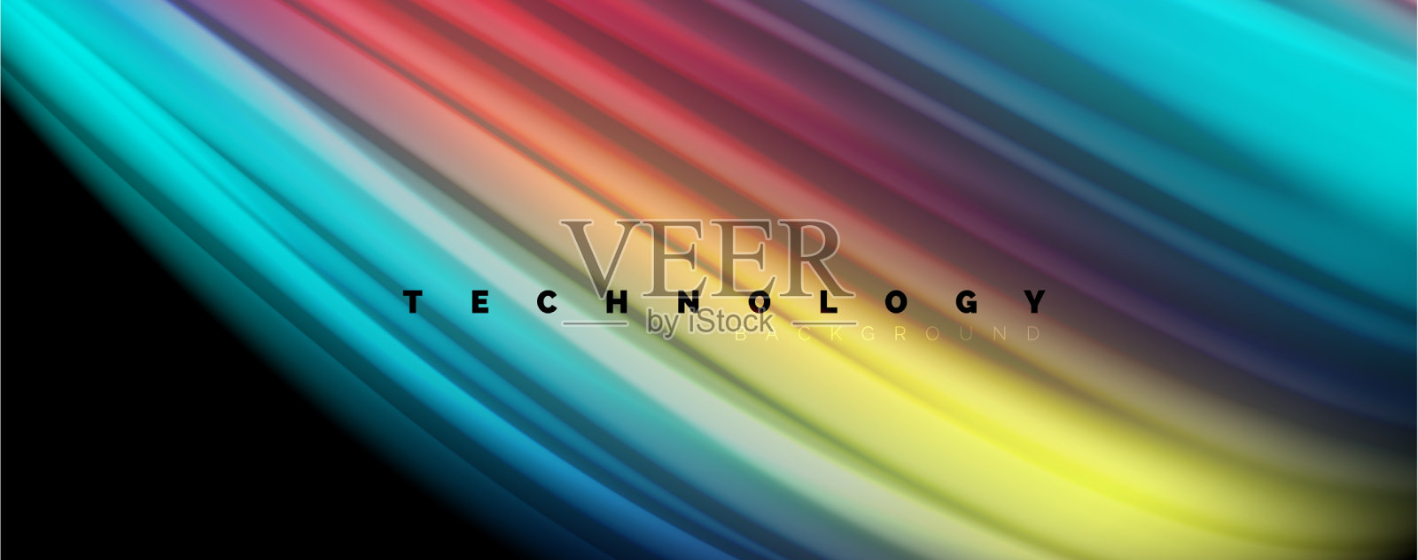 抽象波浪线条流畅的彩虹风格色彩插画图片素材