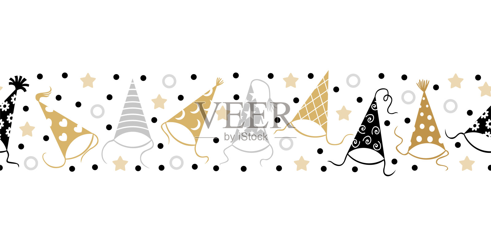 生日帽水平模式无缝插画图片素材