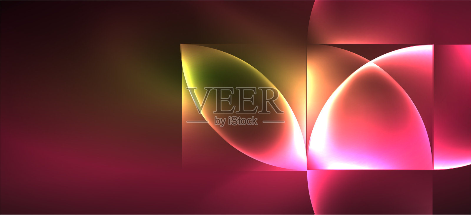 Techno发光玻璃几何形状插画图片素材