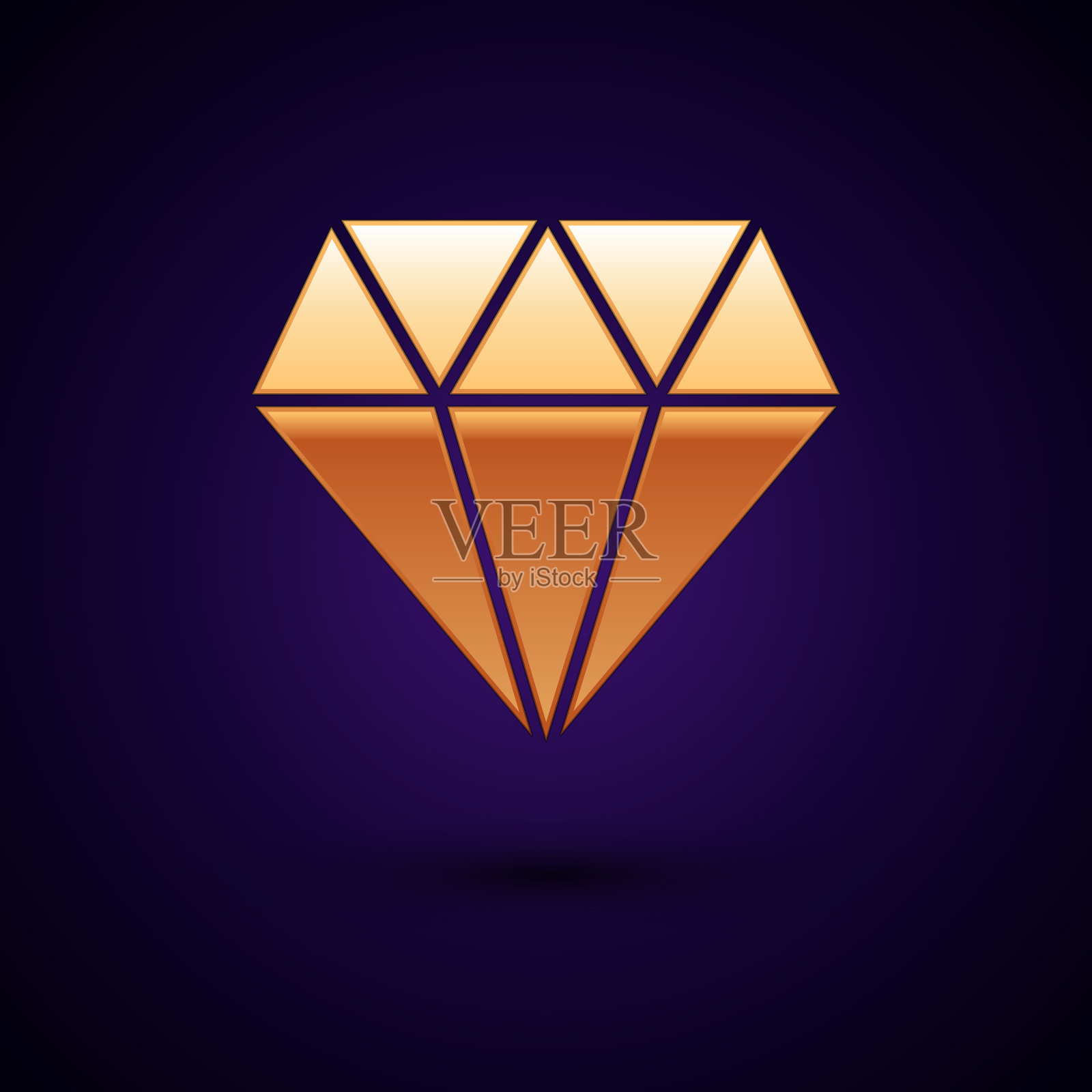 金钻石图标孤立在深蓝色背景插画图片素材