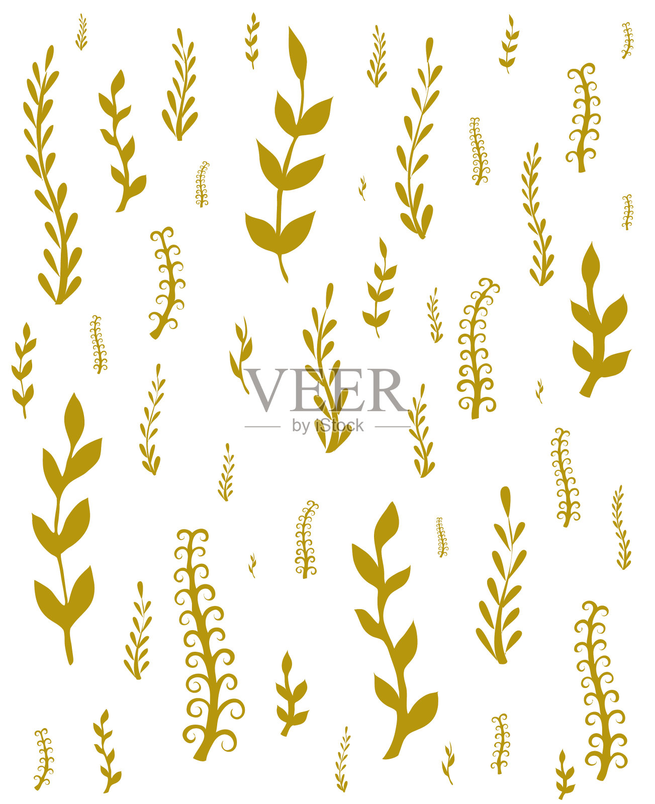 秋草和花纹无缝衔接插画图片素材