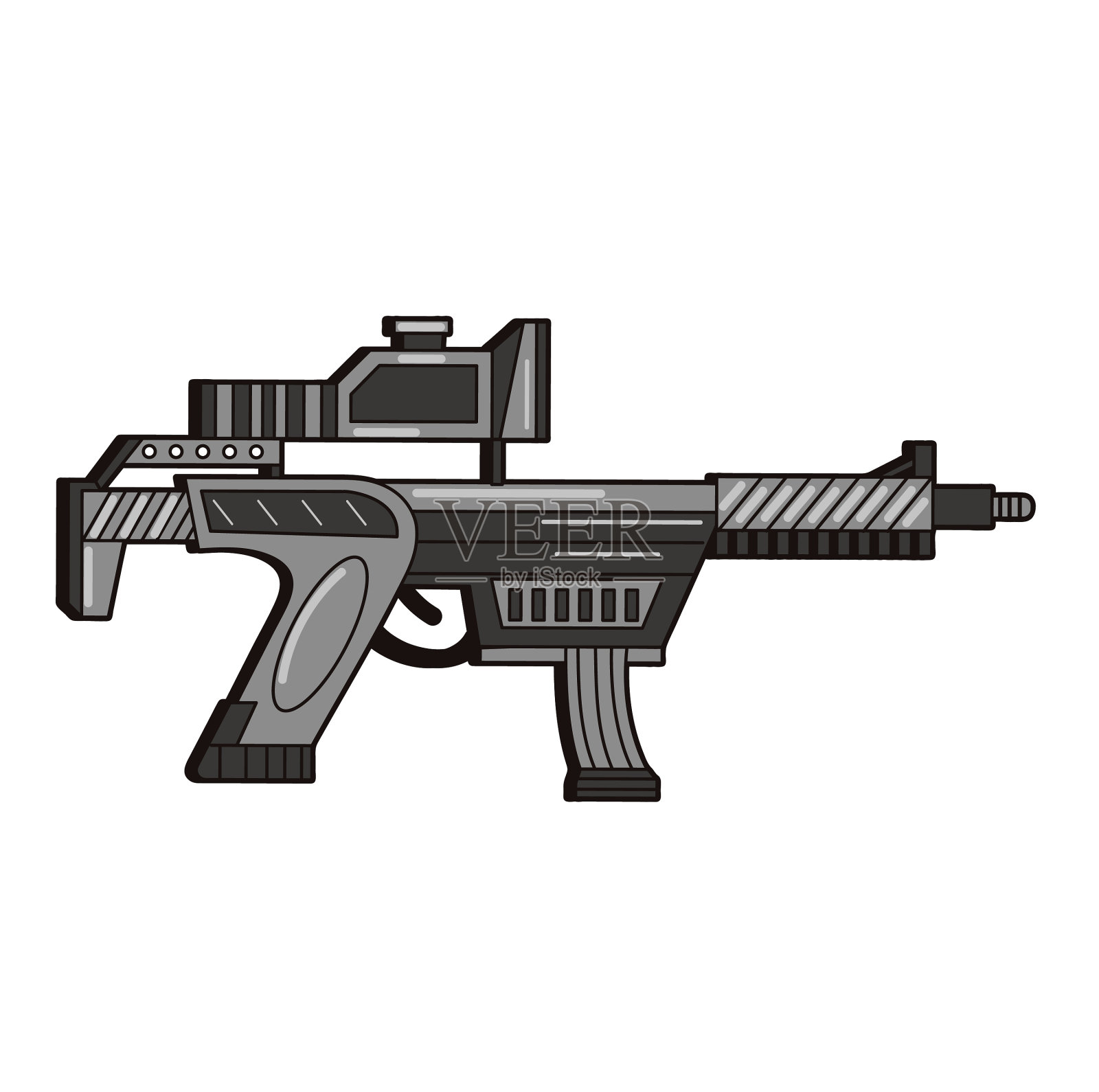 未来主义的枪卡通平线标志设计元素图片