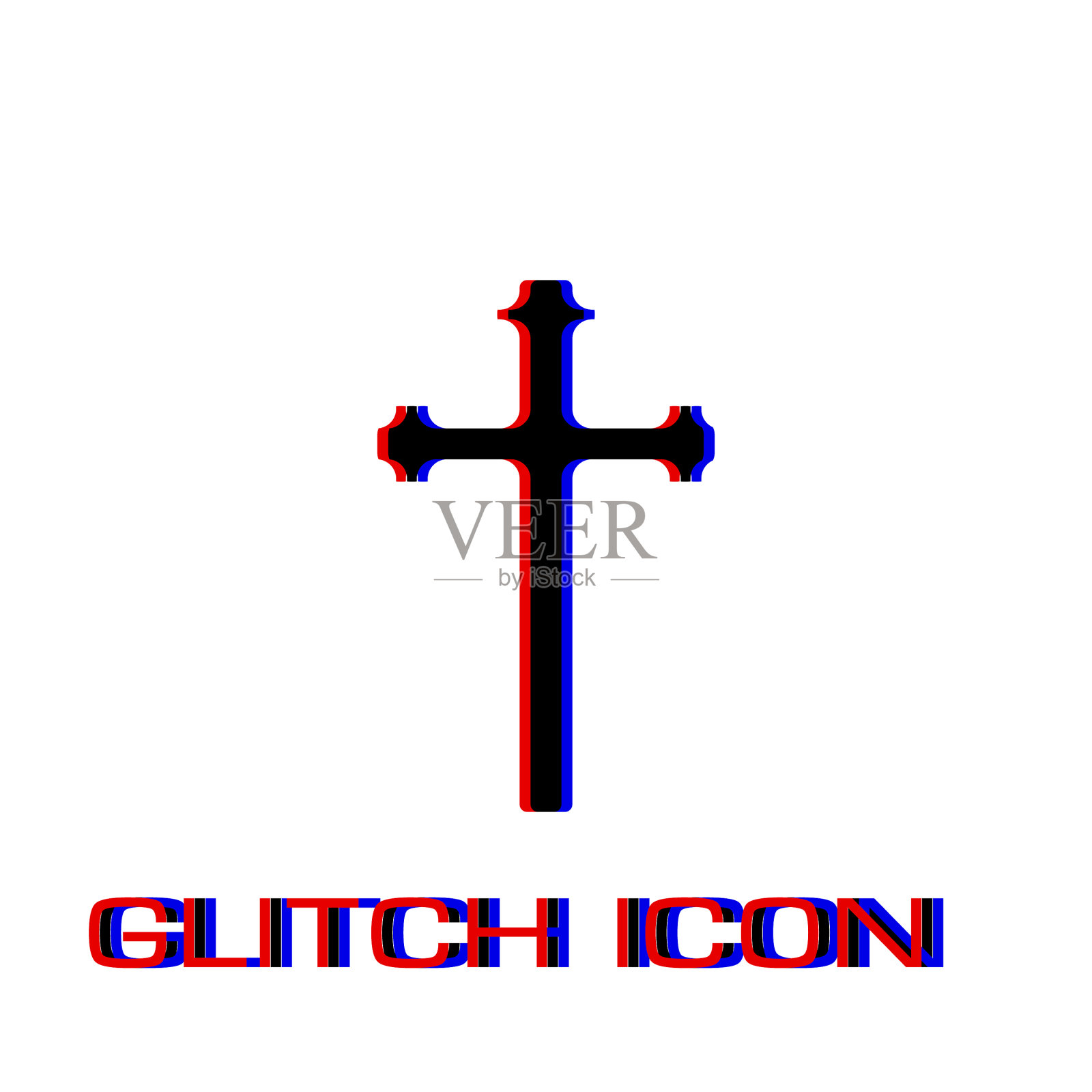 宗教十字图标平坦插画图片素材