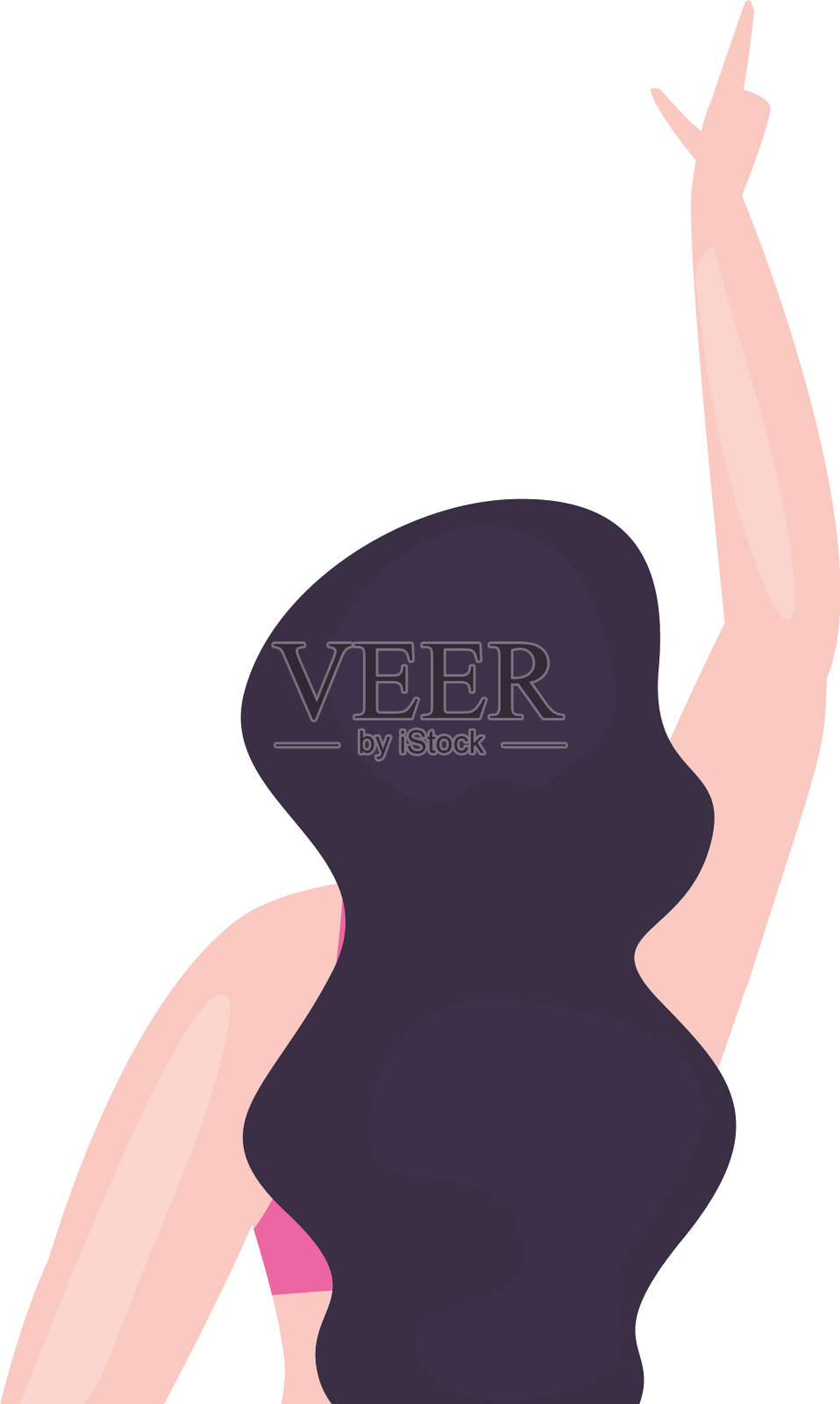 后视图的女人与泳装设计元素图片