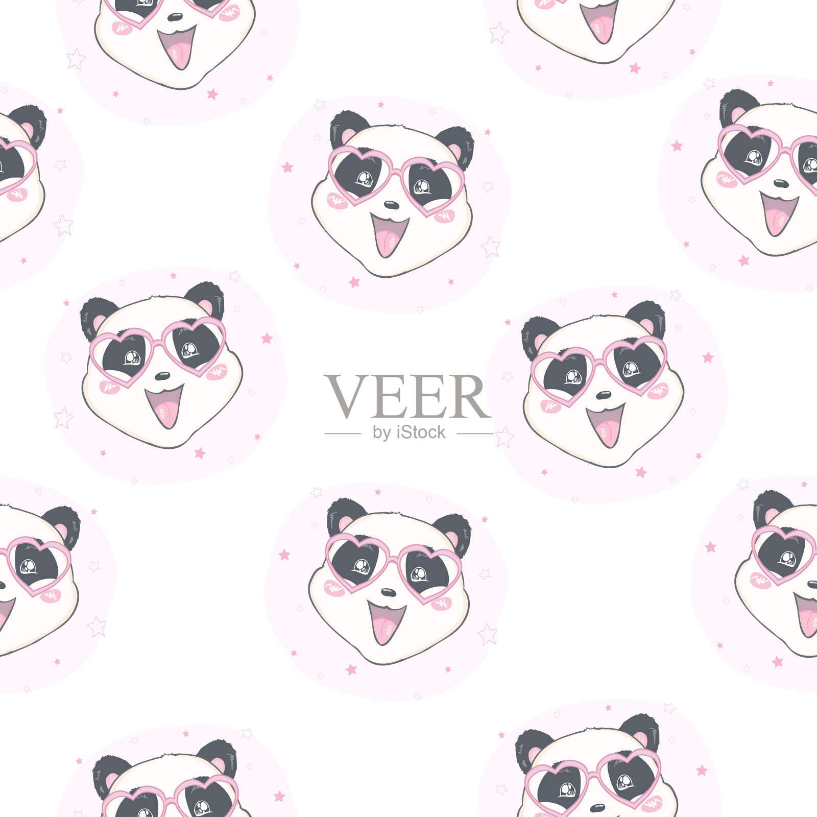 卡通无缝熊猫图案插画图片素材