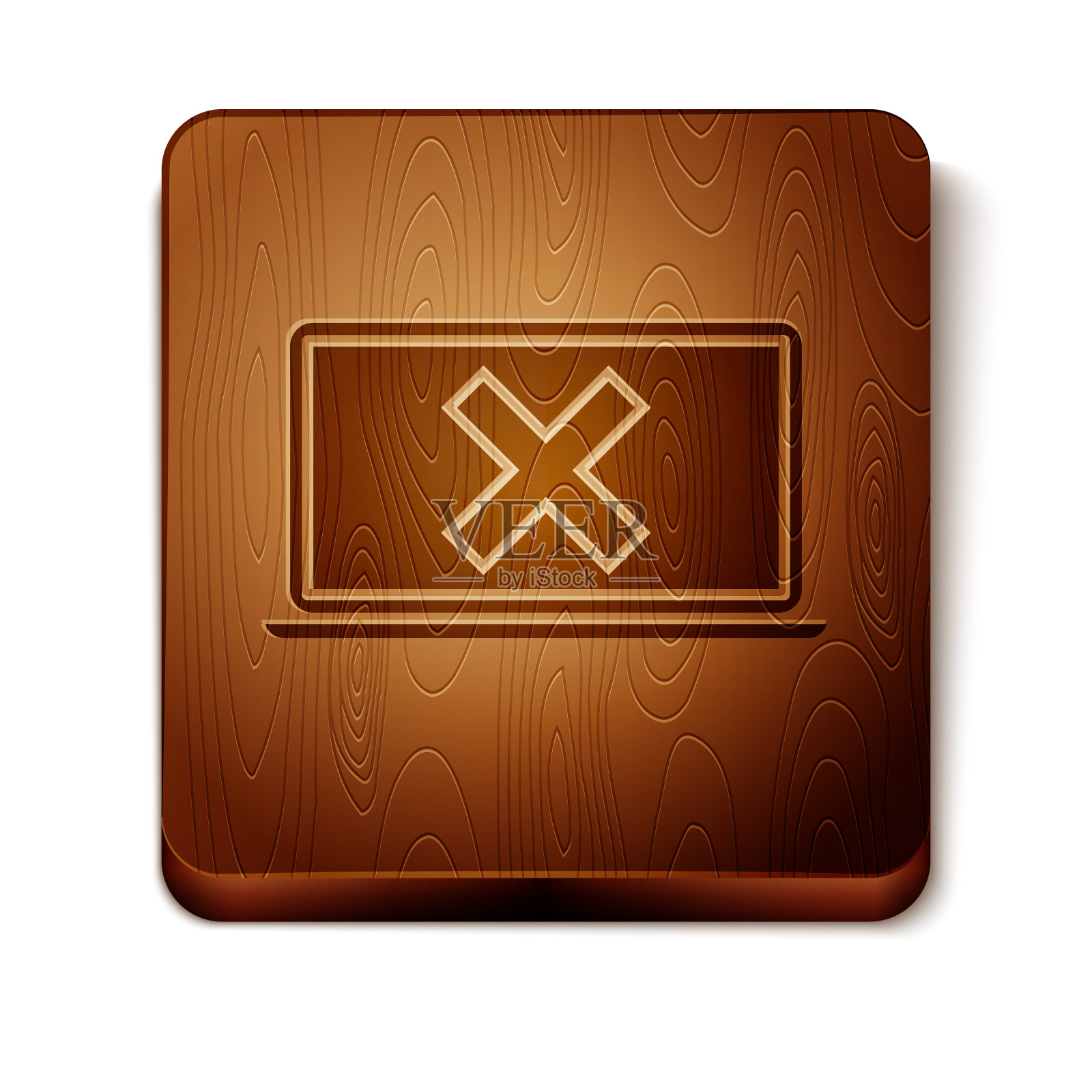 棕色笔记本电脑和十字标记屏幕图标图标素材