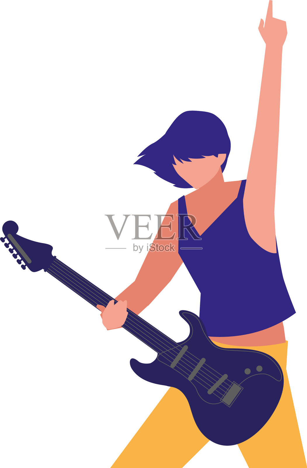 音乐家男子电吉他演奏插画图片素材