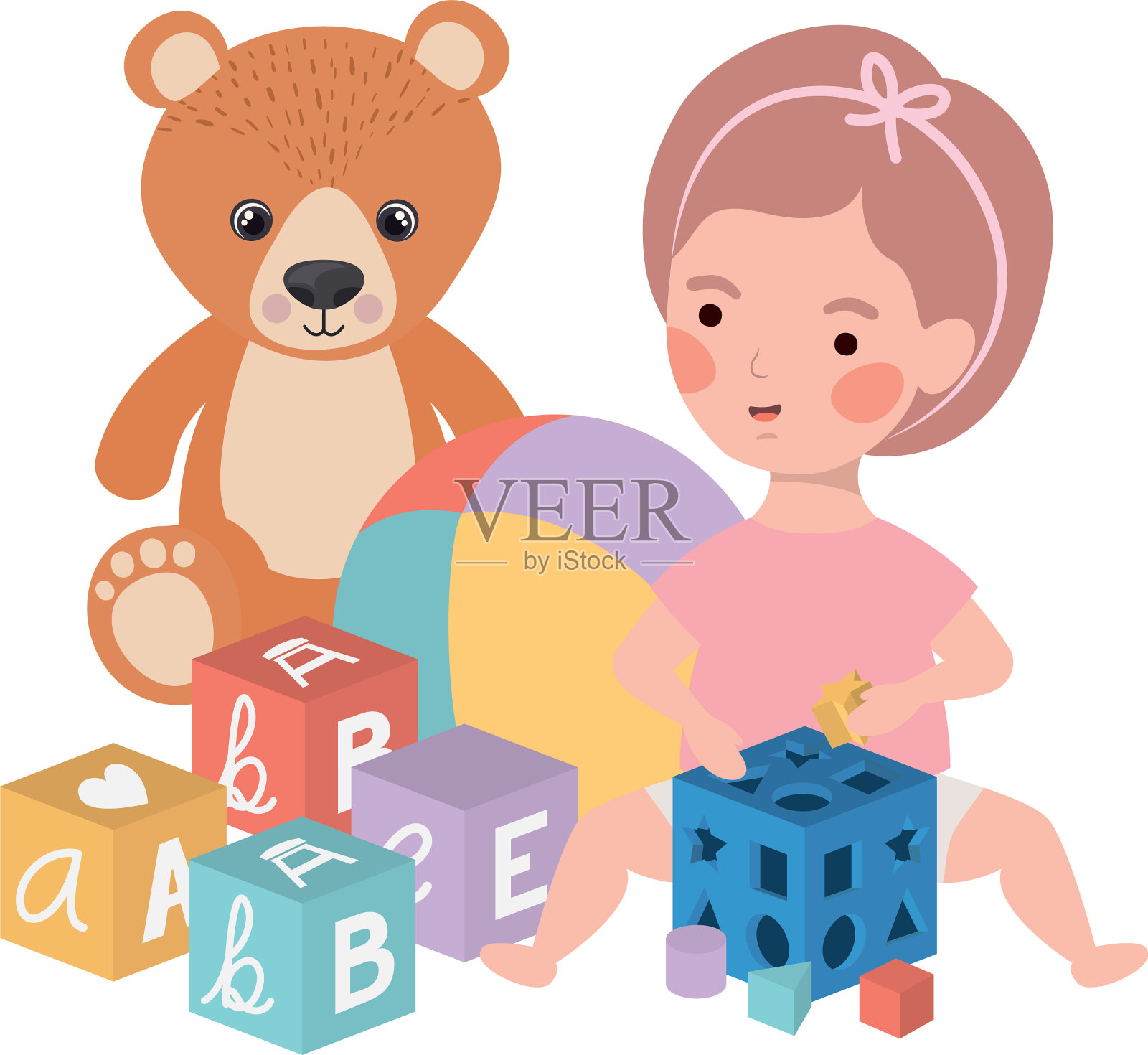 孤立女婴设计插画图片素材