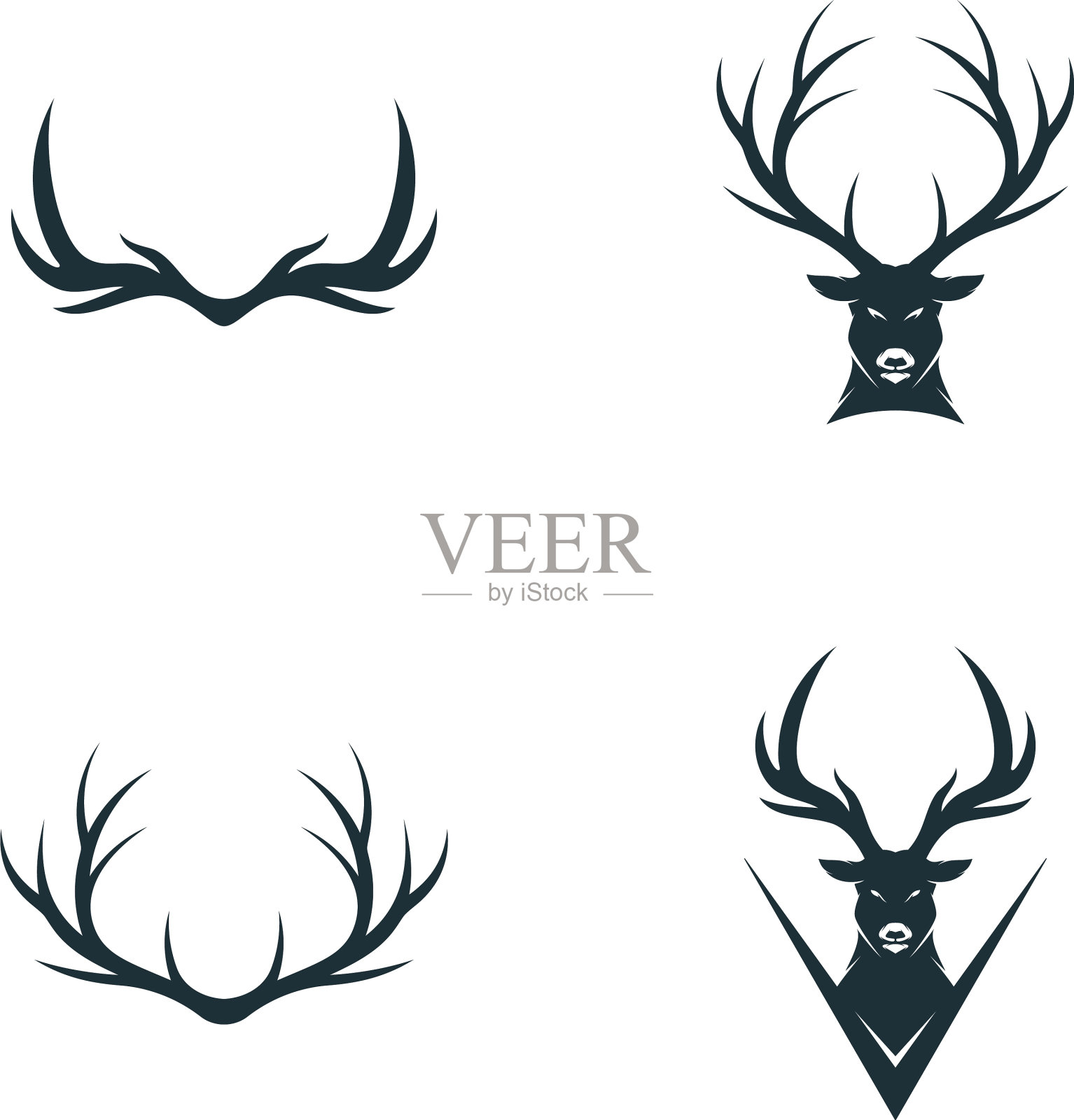 设置鹿头标志豪华设计模板插画图片素材