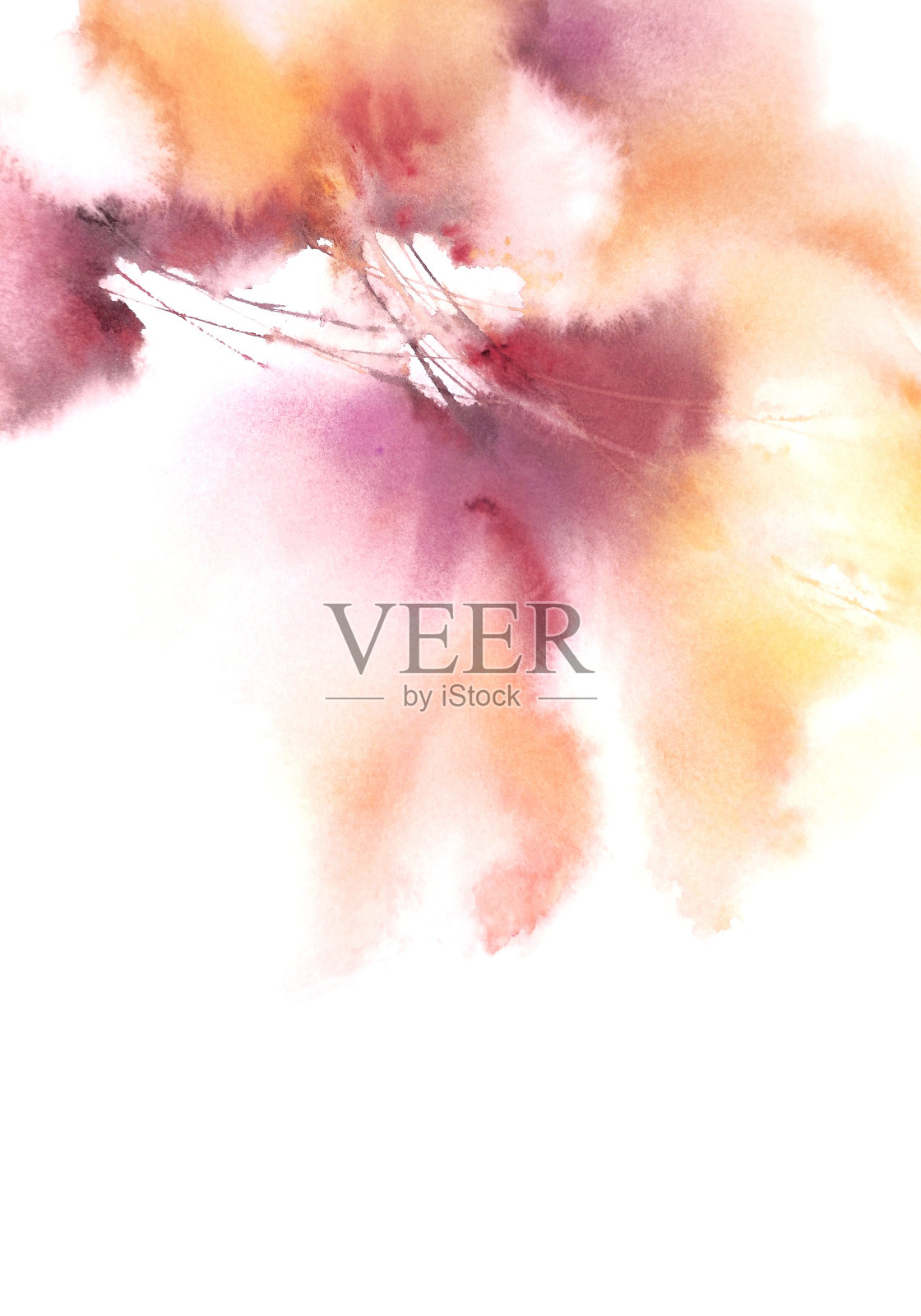 花的背景。水彩抽象黄色花朵。花的贺卡。婚礼邀请花艺设计。精致的鲜花生日贺卡装饰。牡丹。插画图片素材