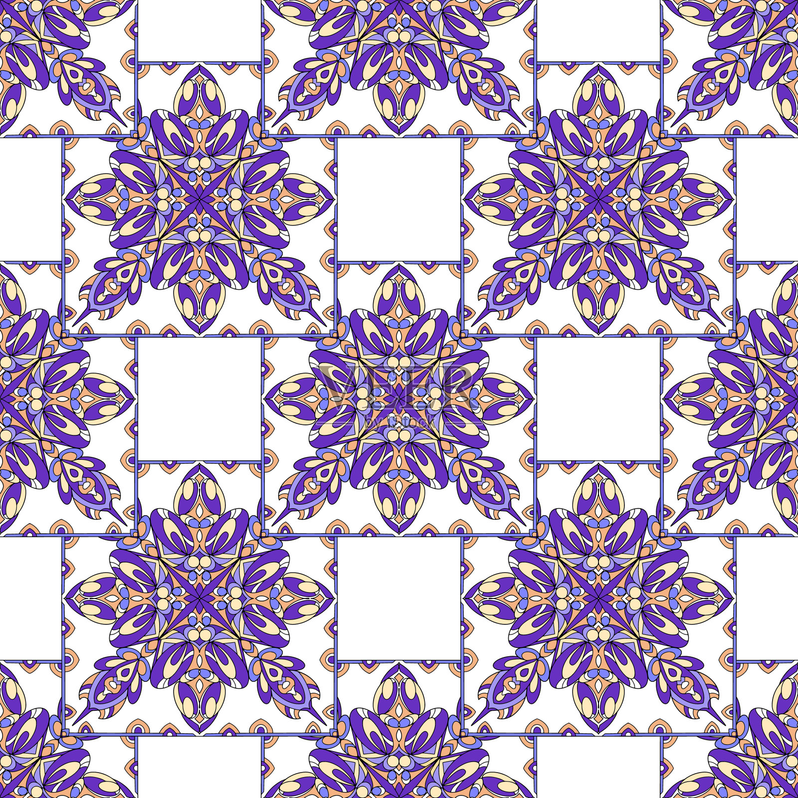 抽象的矢量无缝图案与明亮的部落装饰插画图片素材