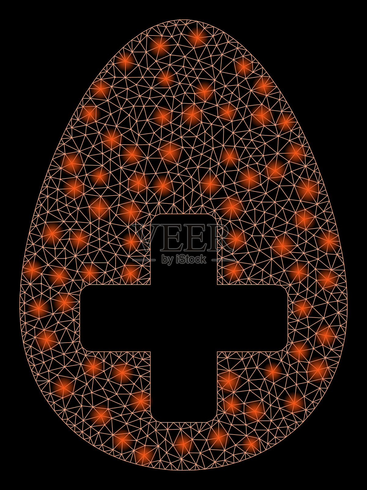 明亮的网格2d加上带有闪光点的鸡蛋插画图片素材